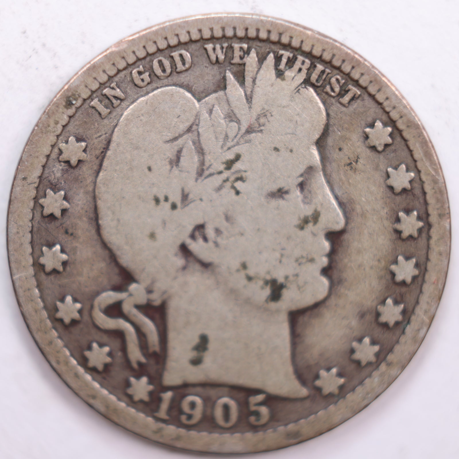 1905 Barber Silver Quarter, Very Good Circulated Coin, Store #QR0459