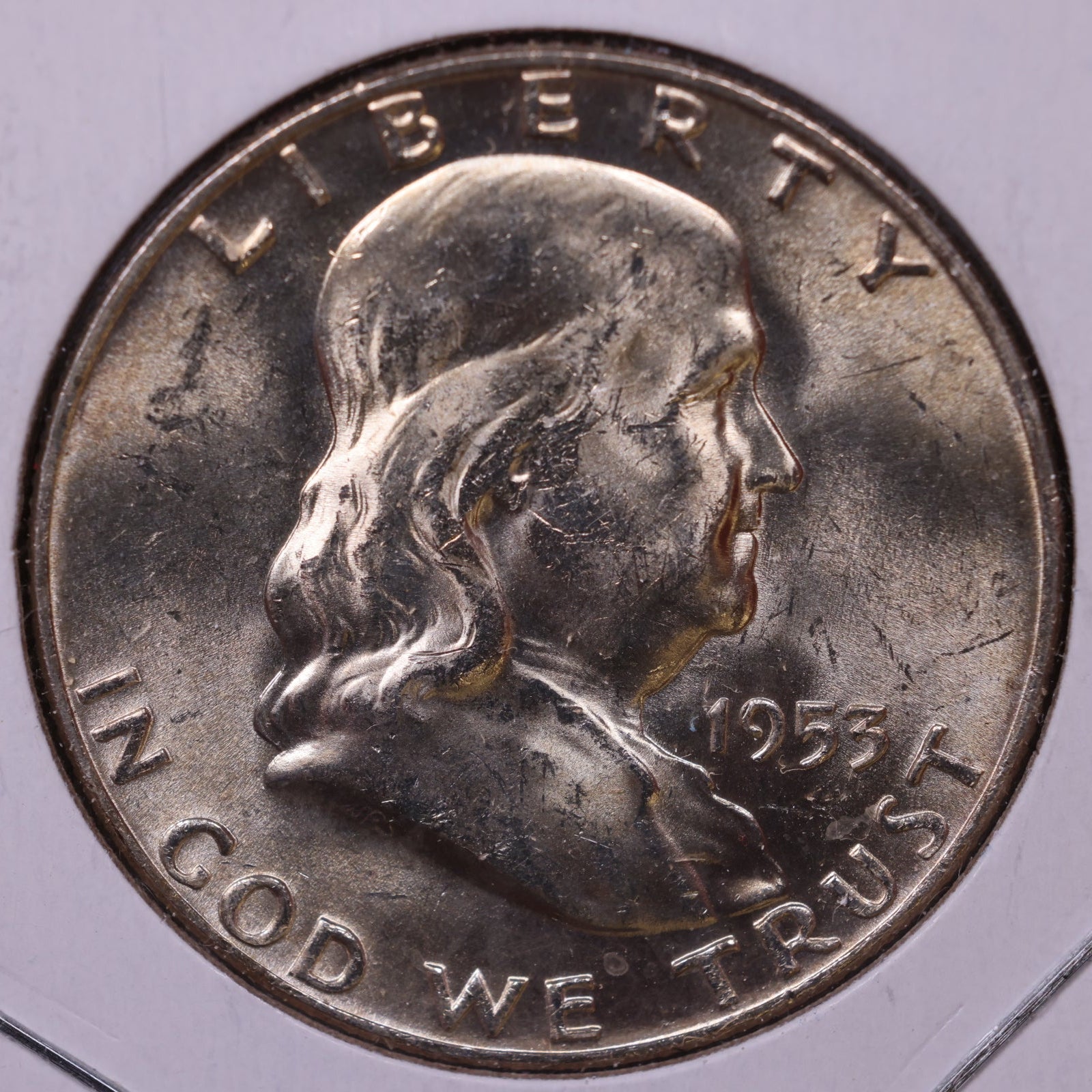 1953-D Franklin Half Dollar, About Uncirculated Coin, Store #HR1560