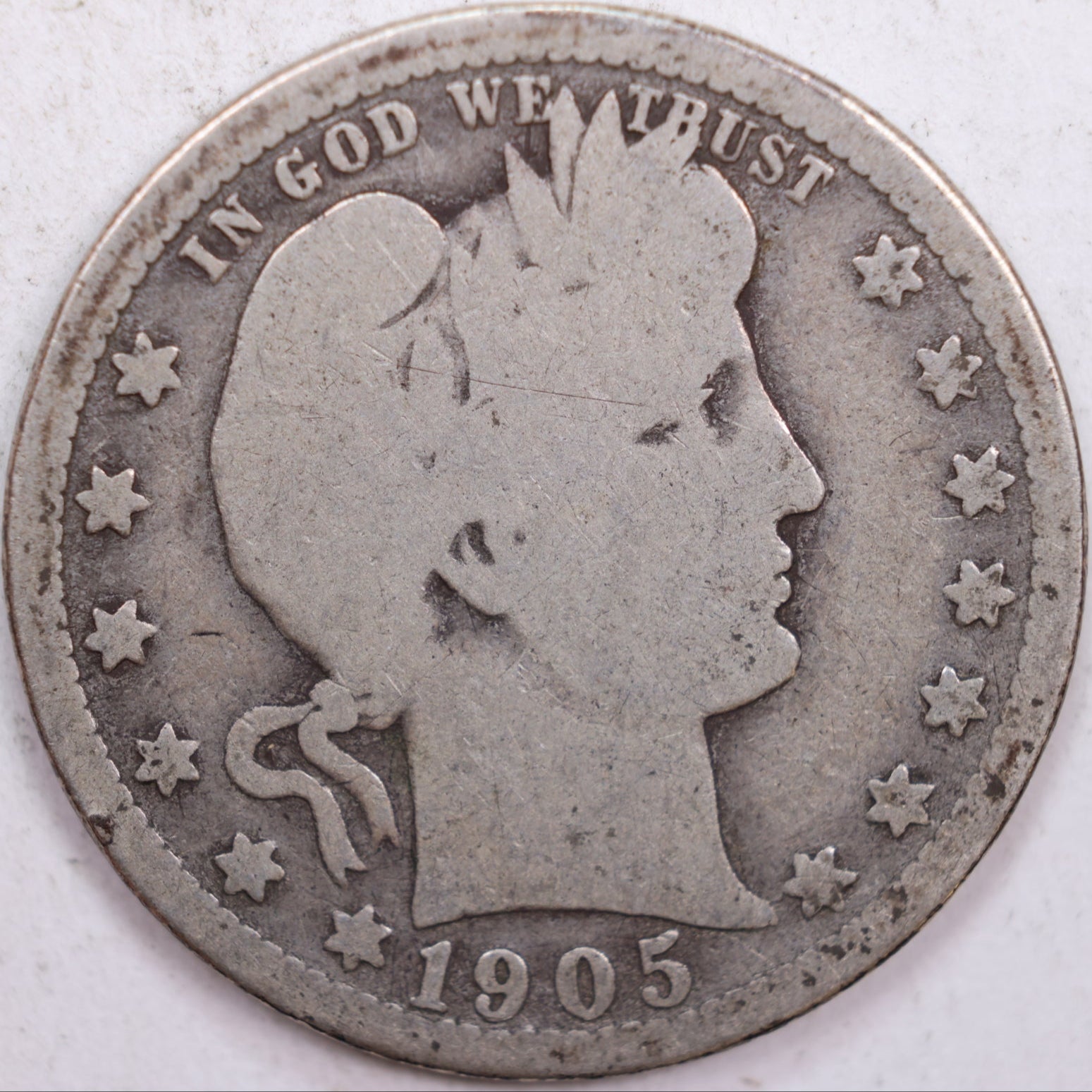 1905-O Barber Quarter, About Good Circulated Coin, Store #QR0469