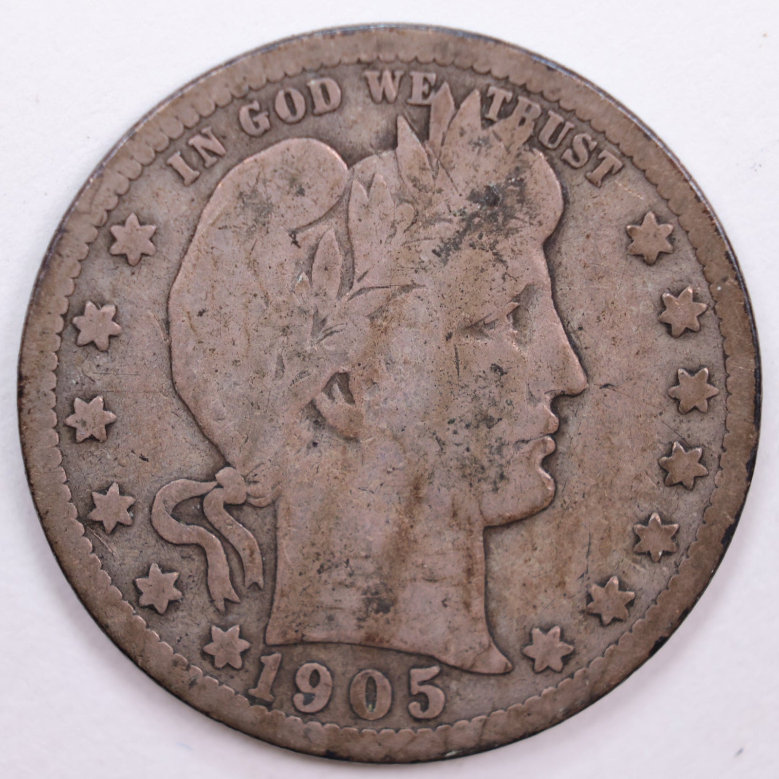 1905-S Barber Quarter, Good+ Circulated Coin, Store #QR0471