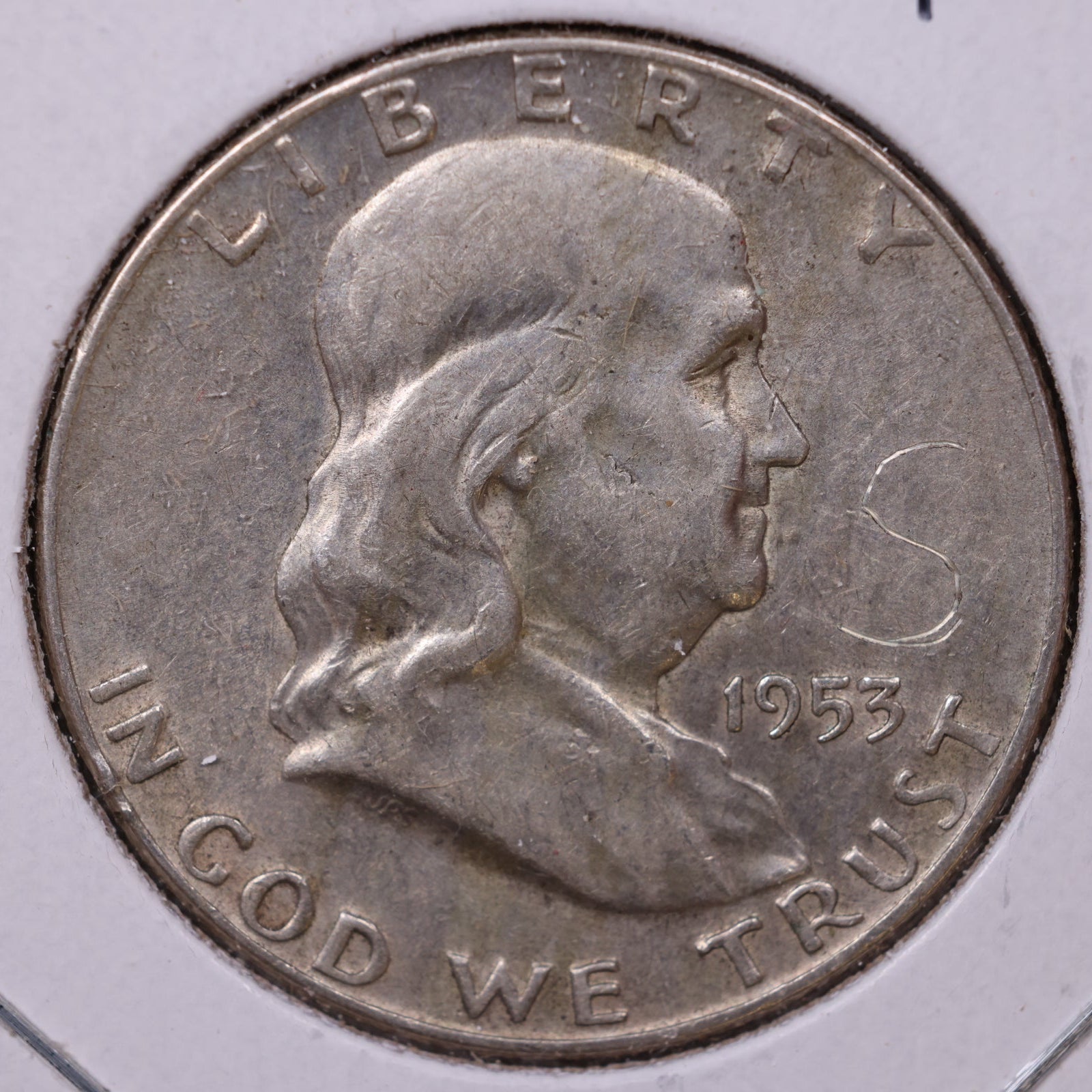 1953-D Ben Franklin Half Dollar, Very Good Circulated Coin, Store #HR1568