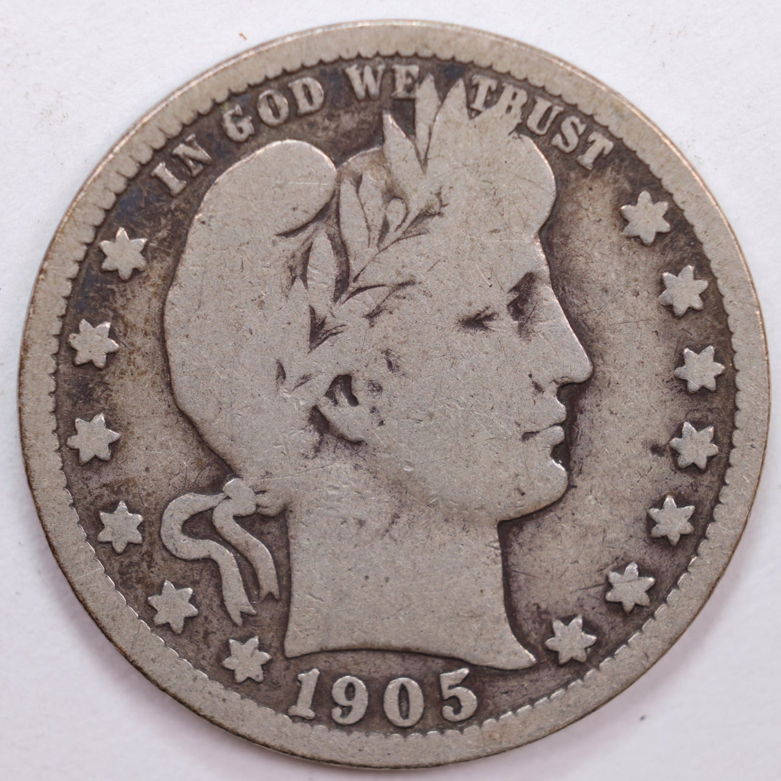 1905-S Barber Quarter, Very Good Circulated Coin, Store #QR0479