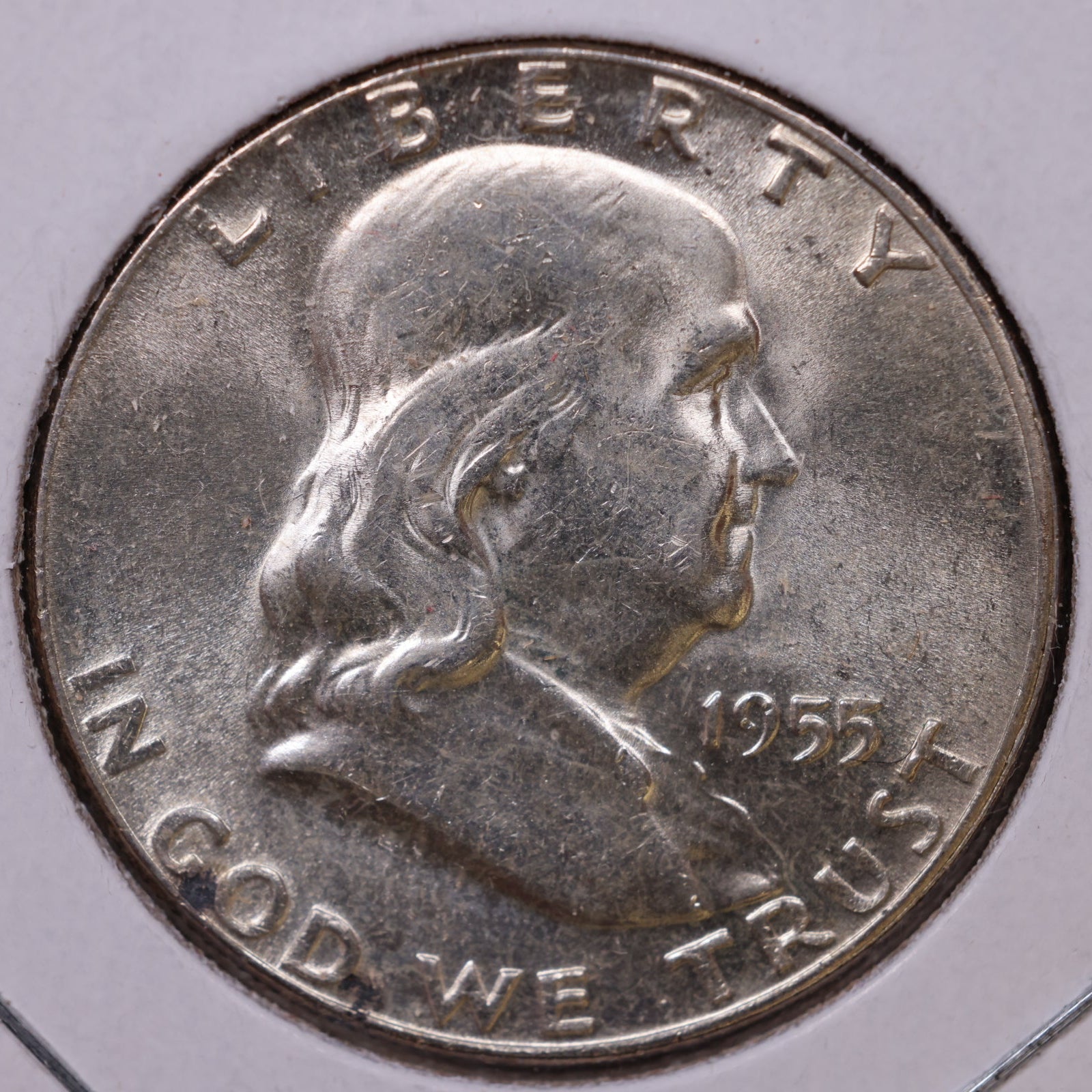1955 Ben Franklin Half Dollar, About Uncirculated Coin, Store #HR1627