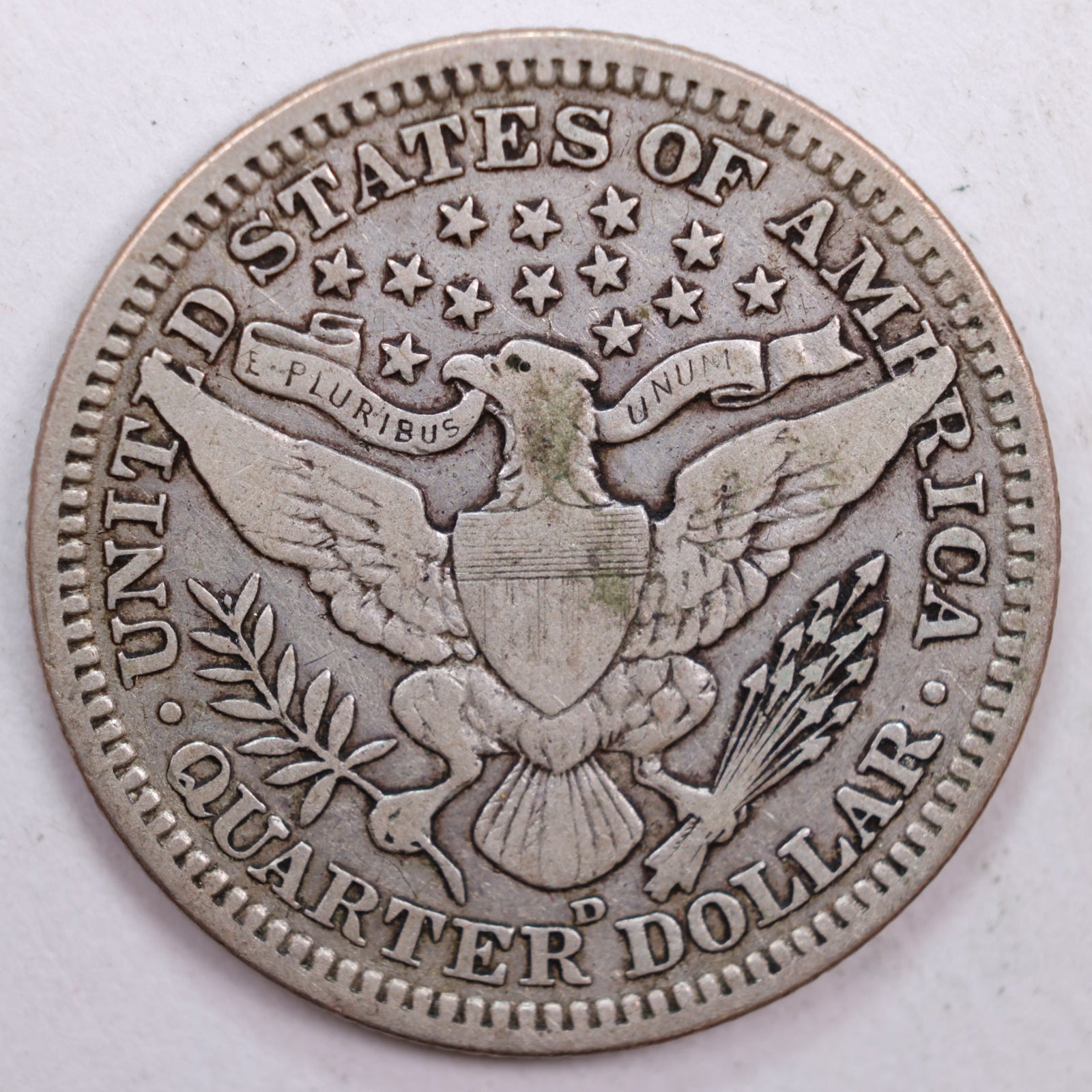 1908-D Barber Silver Quarter, Fine+ Circulated Coin, Store #QR0497
