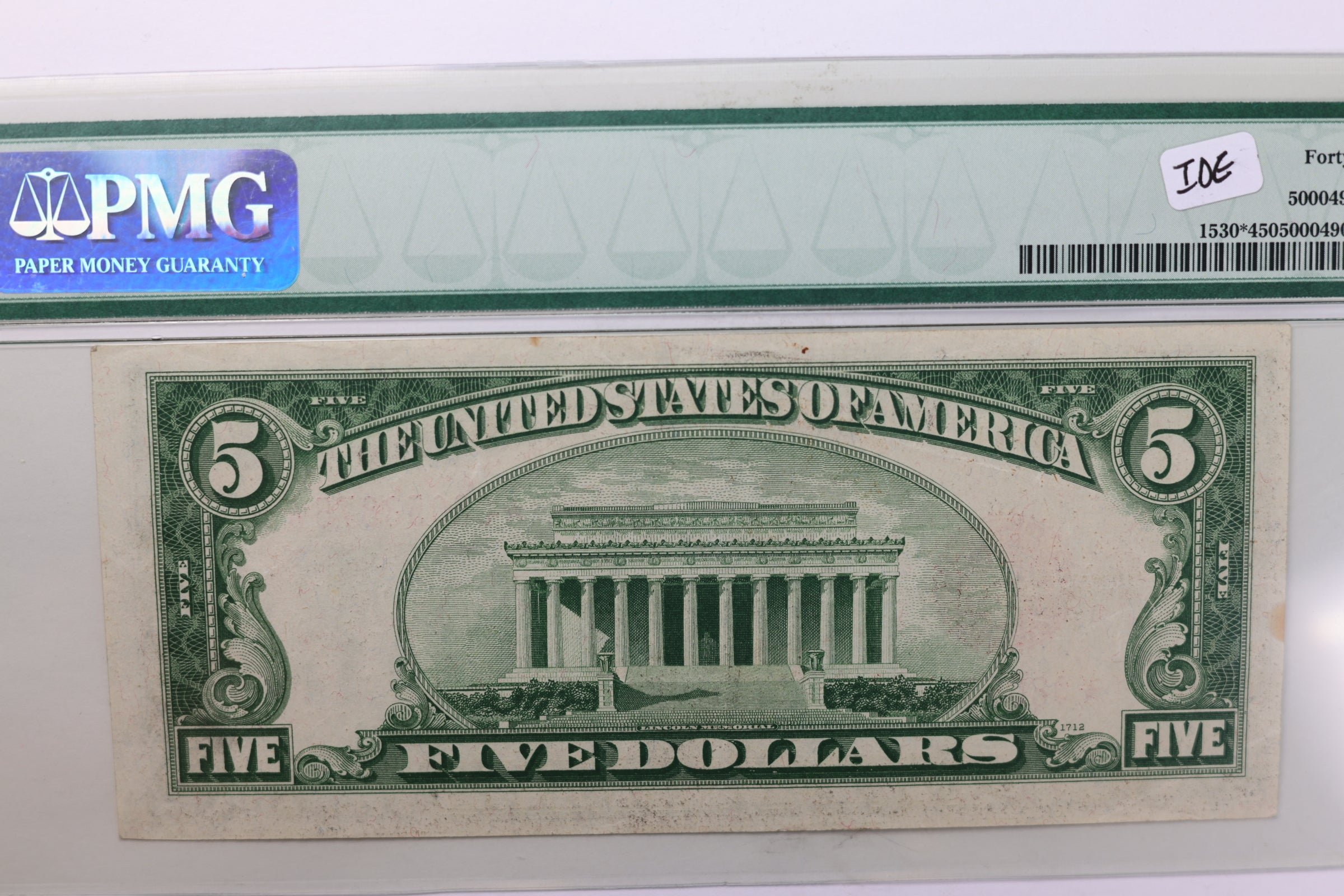 1928 E, $5., Legal Tender Note., *STAR NOTE*., PMG XF-45., Store #GLT015