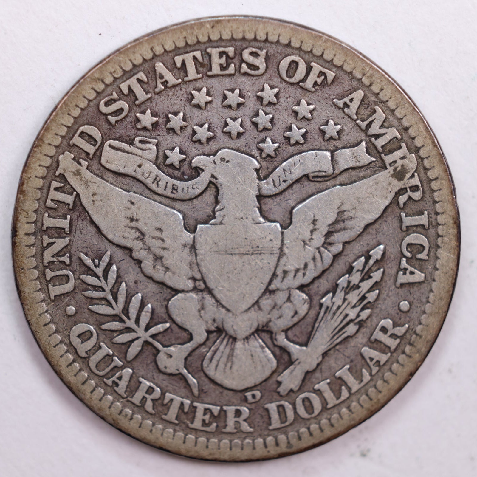 1908-D Barber Quarter, Very Good Circulated Coin, Store #QR0500