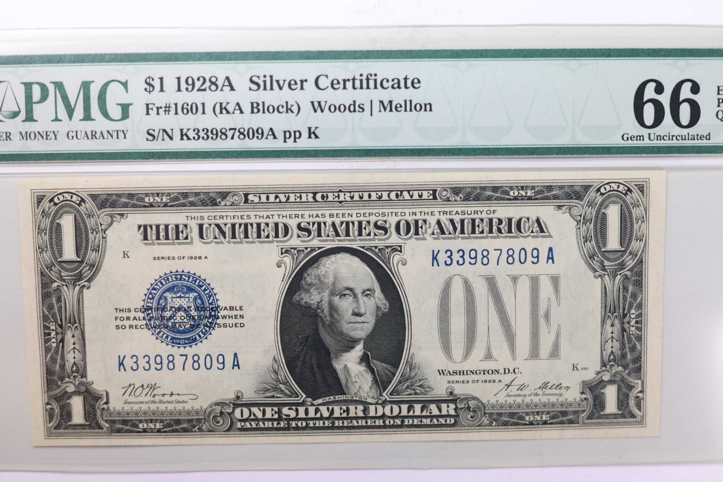 1928 A, $1 Silver Certificate., PMG CU-66., Store #GSSC002