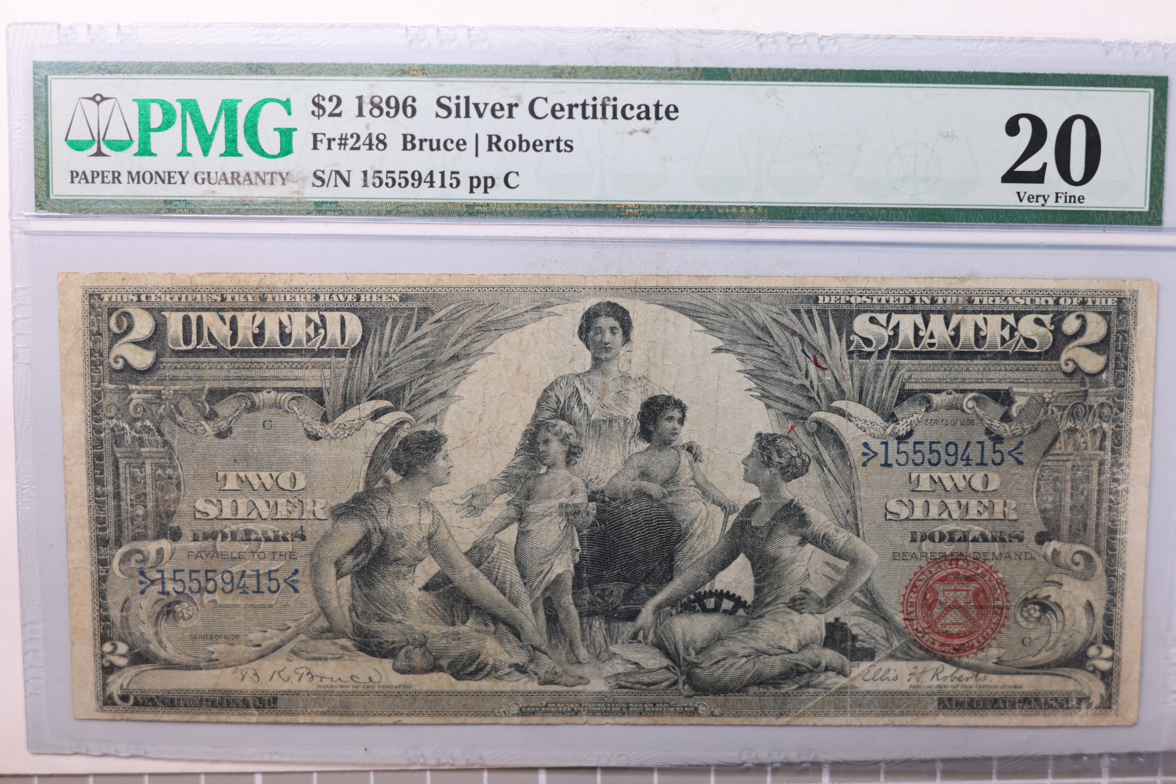 1896 $2., Silver Certificate., 'Educational Note'., PMG VF-20., Store #GLSC006