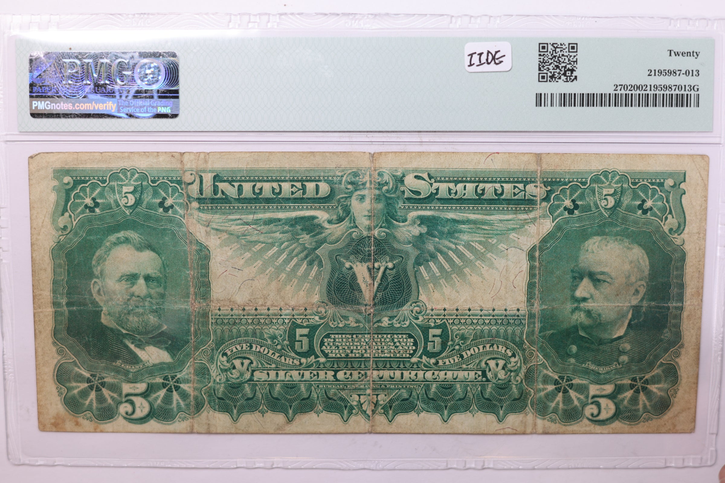 1896 $5., Silver Certificate., 'Educational Note'., PMG VF-20., Store #GLSC005