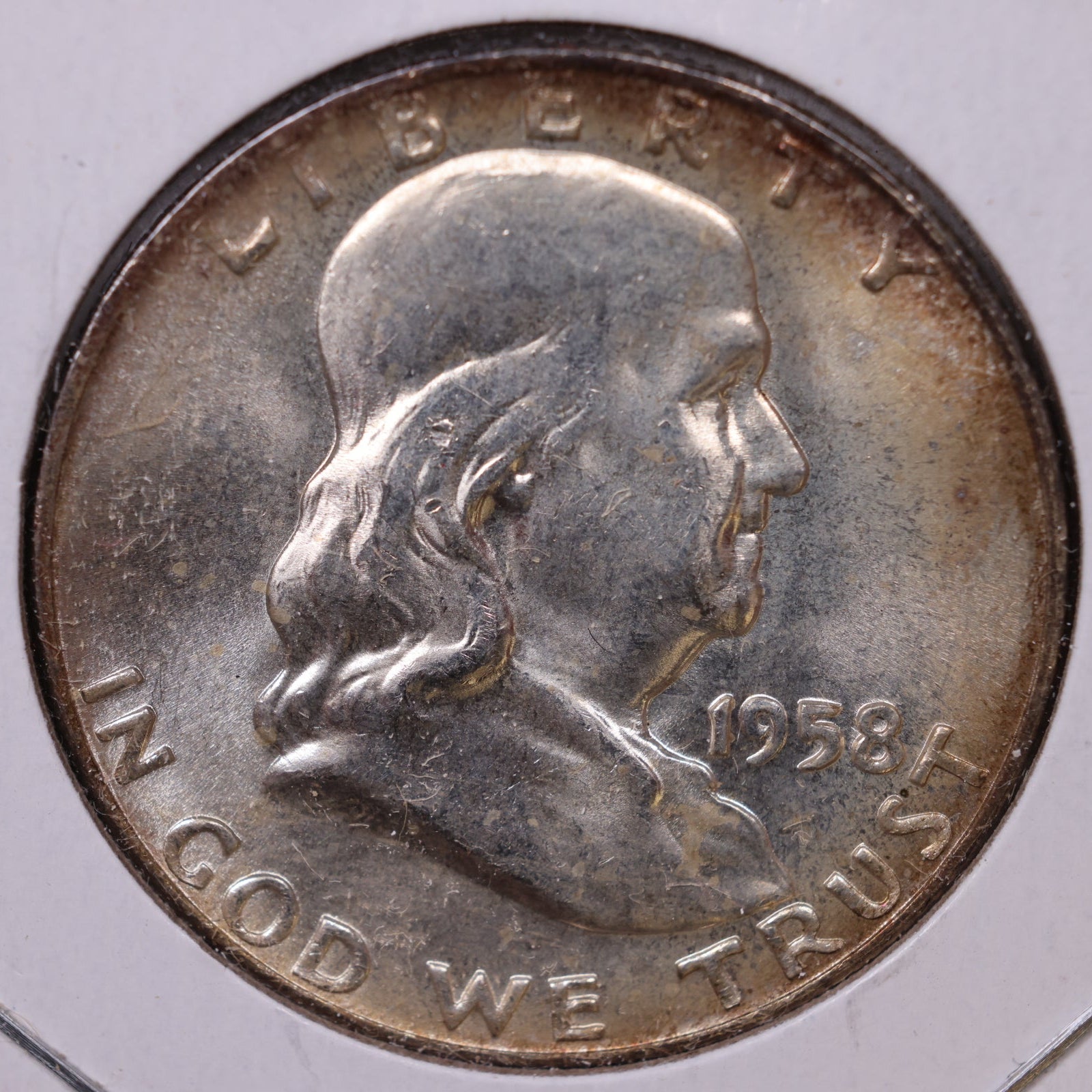 1958-D Ben Franklin Half Dollar, Mint State Uncirculated Coin, Store #HR1662