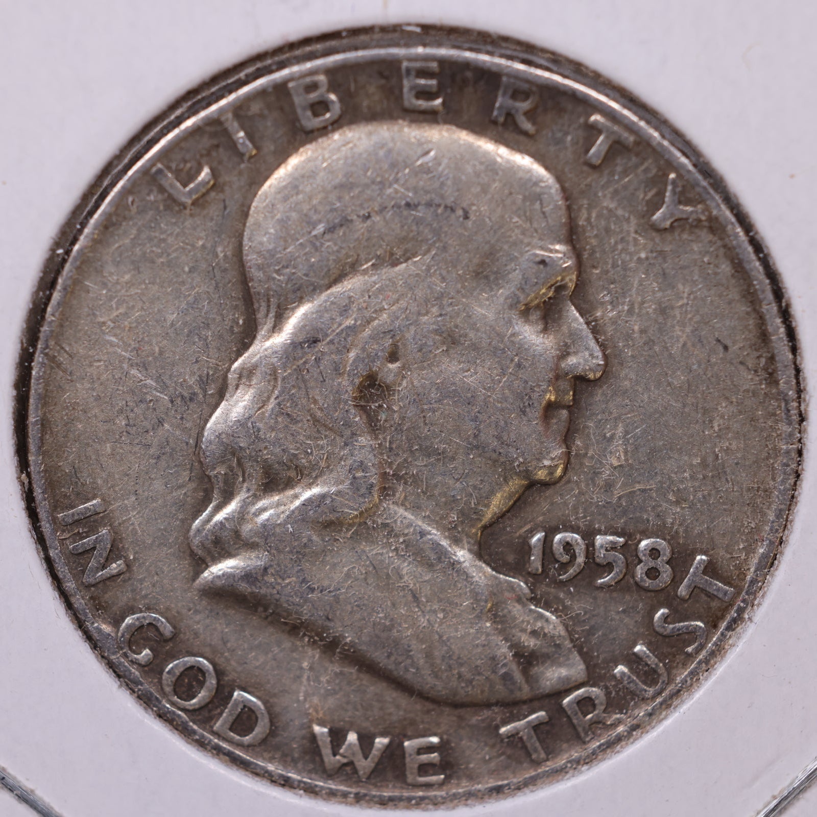 1958-D Ben Franklin Half Dollar, Good Circulated Coin, Store #HR1665