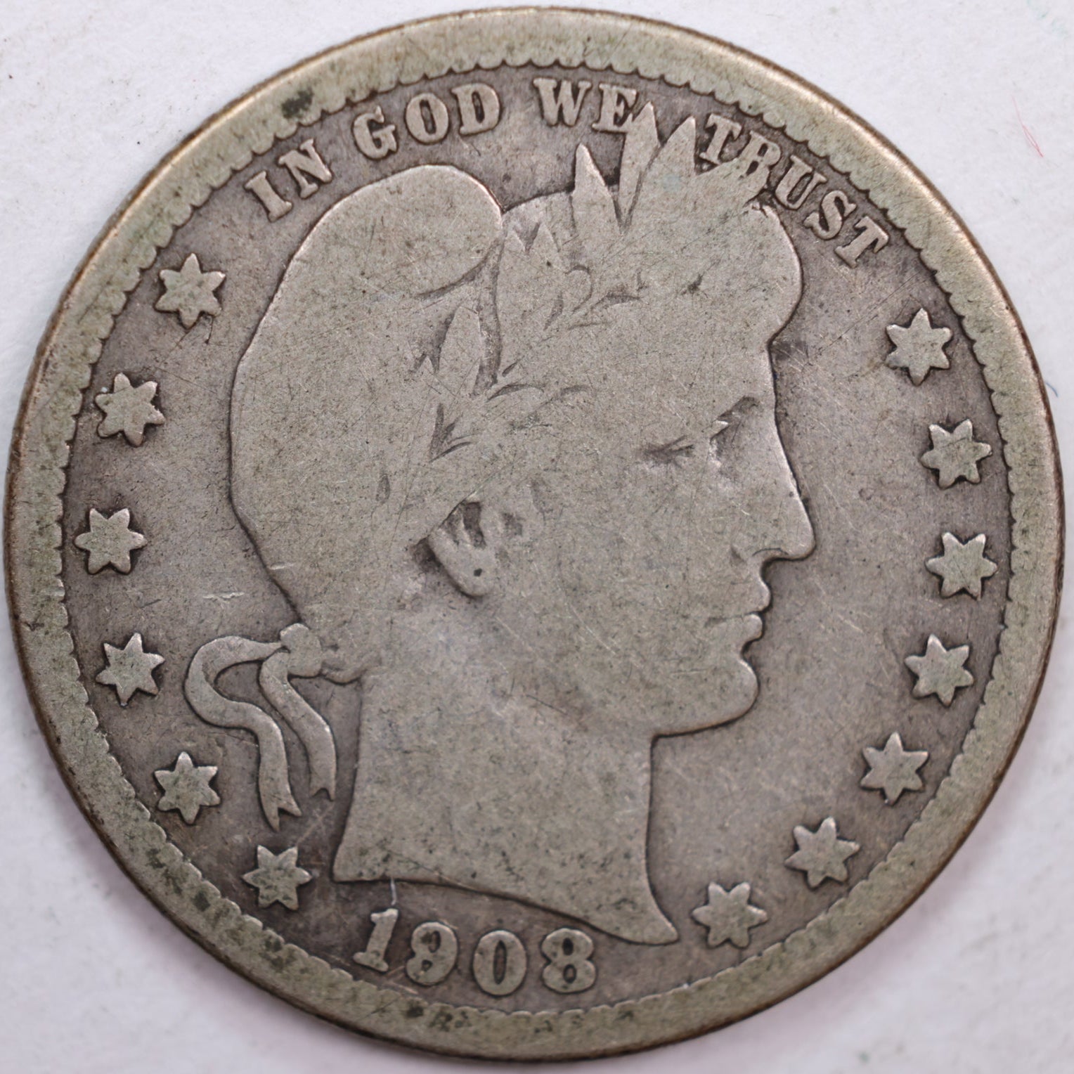 1908-S Barber Silver Quarter, Very Good Circulated Coin, Store #QR0511