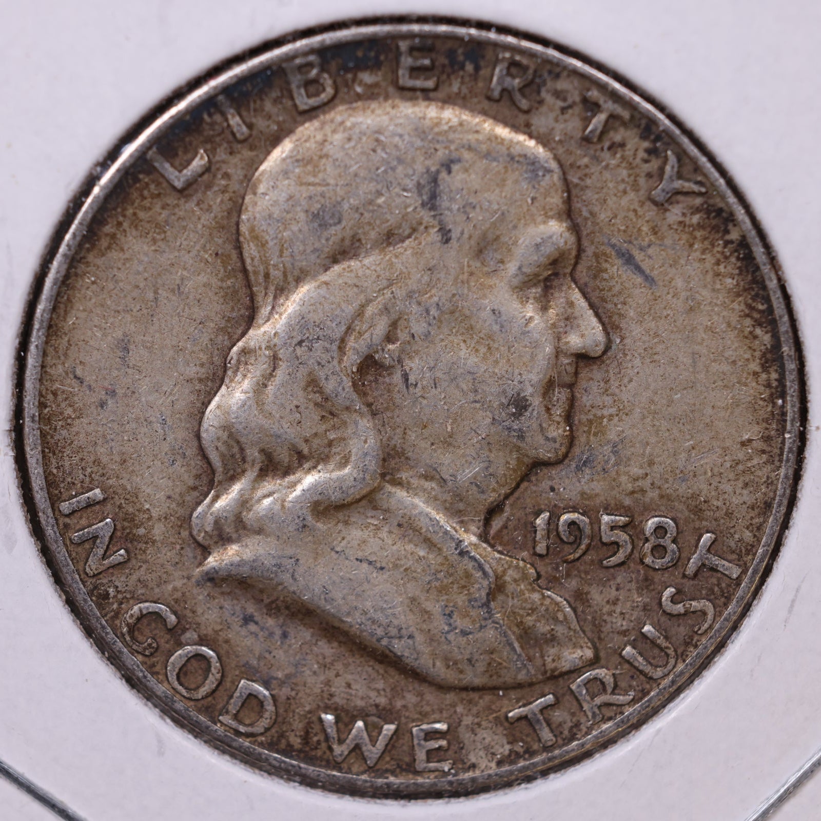 1958-D Ben Franklin Half Dollar, Fine Circulated Coin, Store #HR1680