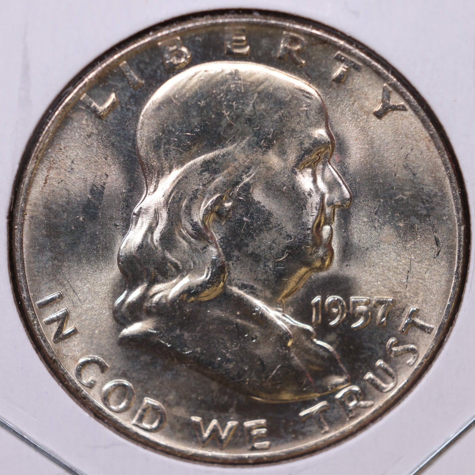 1957-D Ben Franklin Half Dollar, Mint State Uncirculated Coin, Store #HR1737