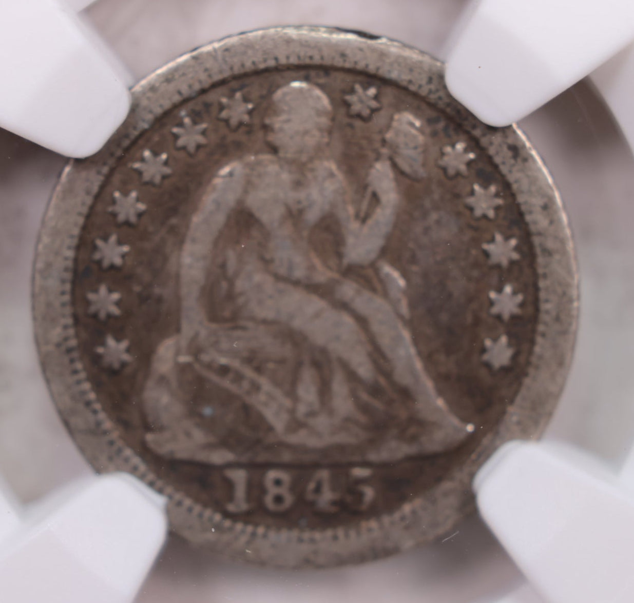 1845-O Seated Liberty Dime., 'Better Date'., NGC VF-25., Store #GDE018