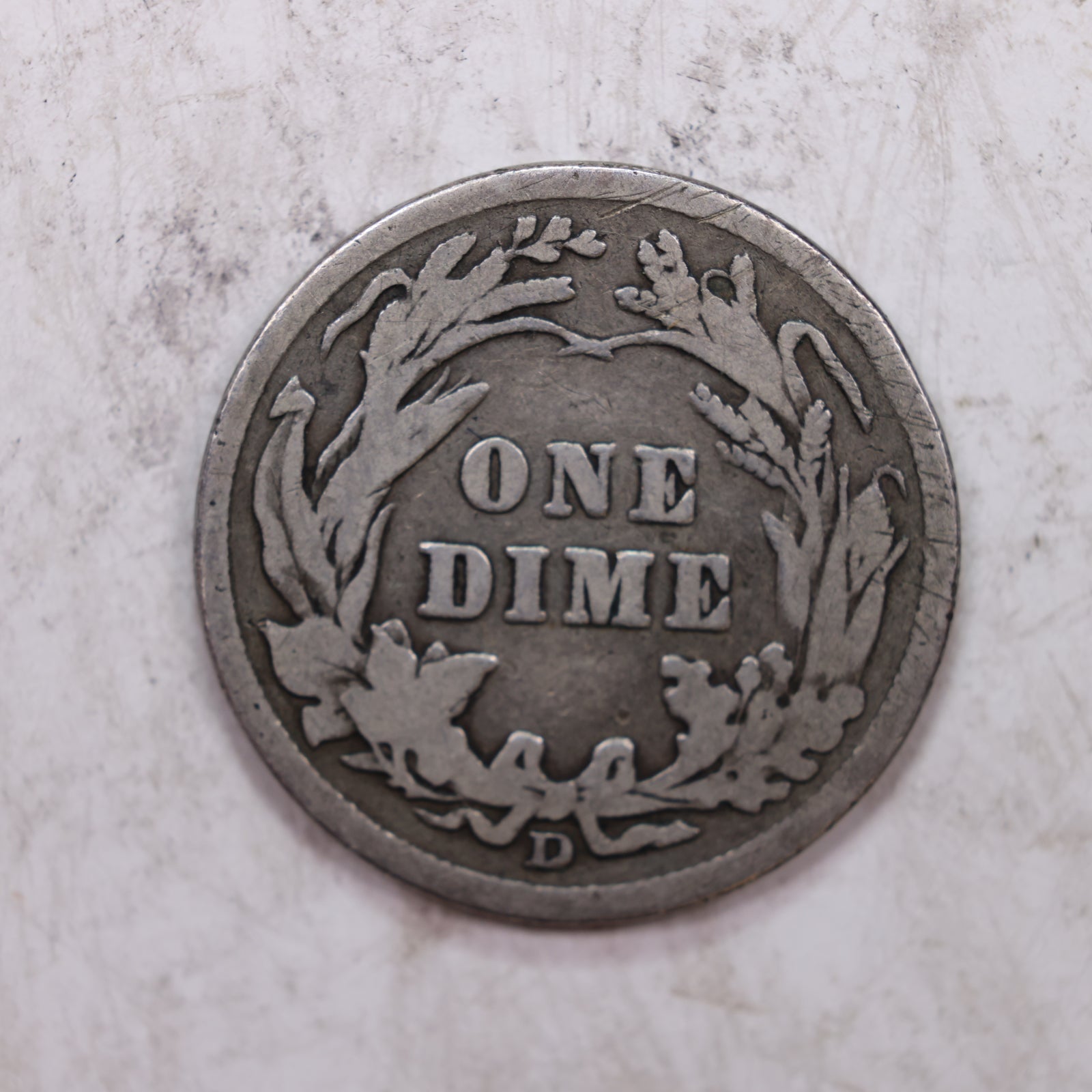 1914-D Barber Silver Dime., Nice Very Good, Circulated Coin., Store #DE0320.