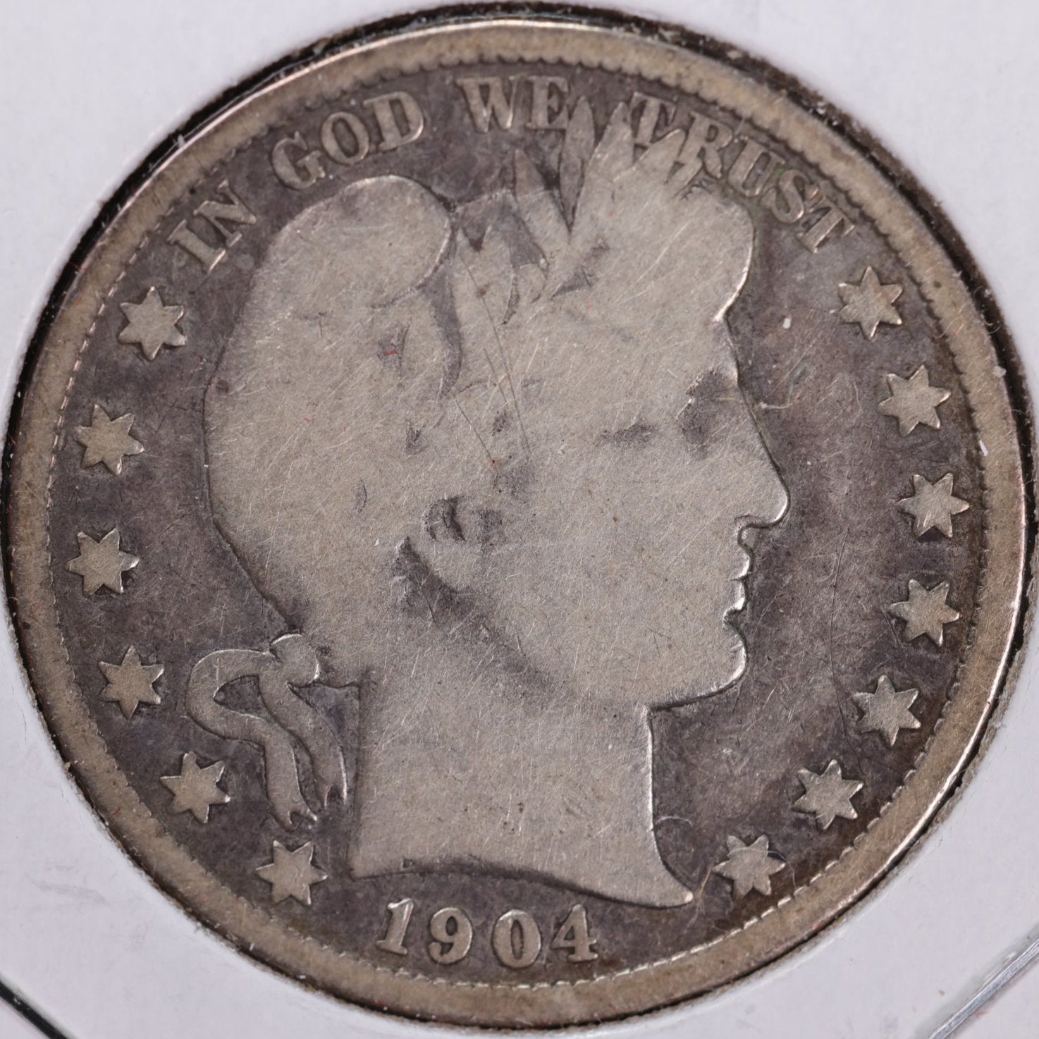 1904-O Barber Half Dollar, Very Good Circulated Coin, Store #HR0867 (H904O03)