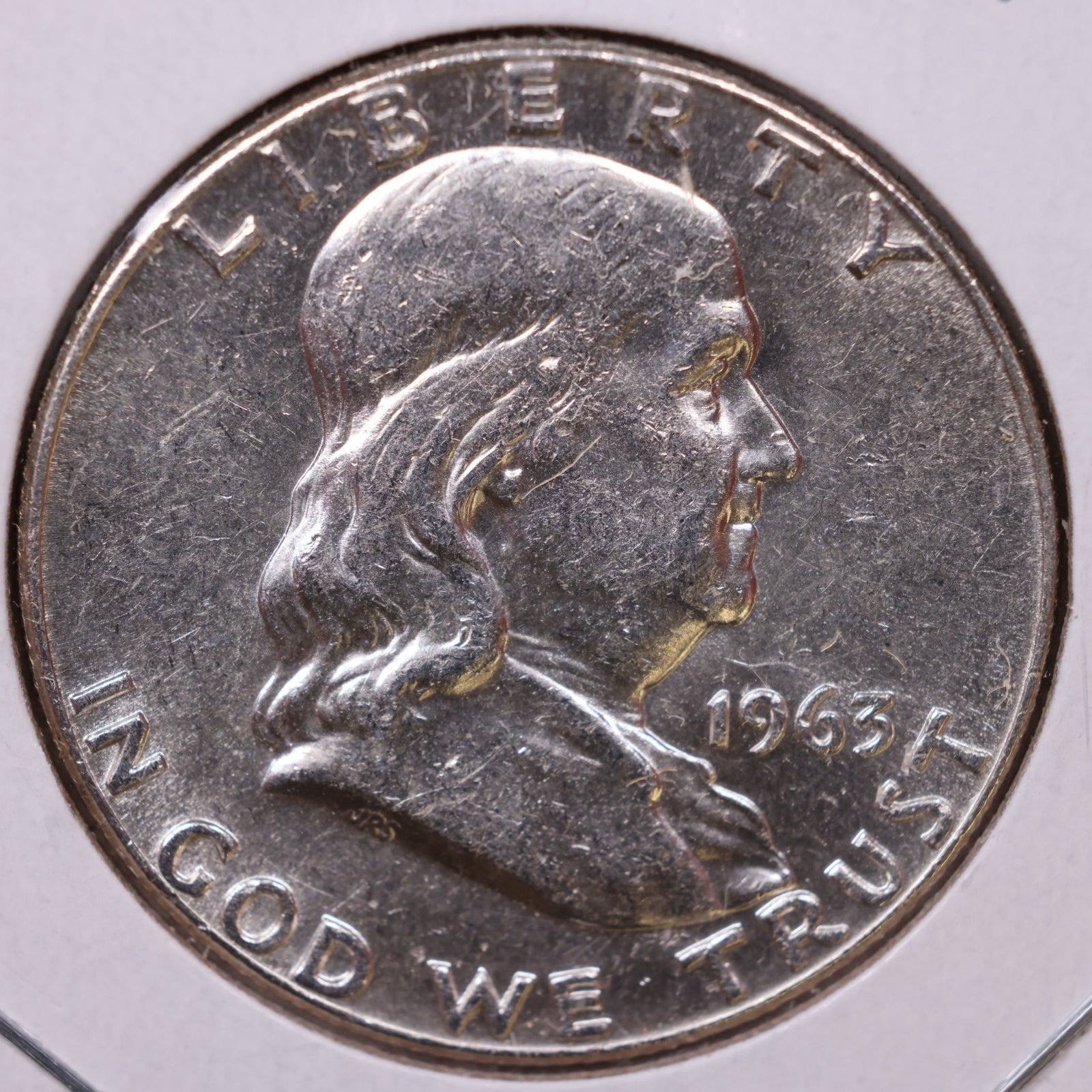 1963 Ben Franklin Half Dollar, About Uncirculated Coin, Store #HR1781