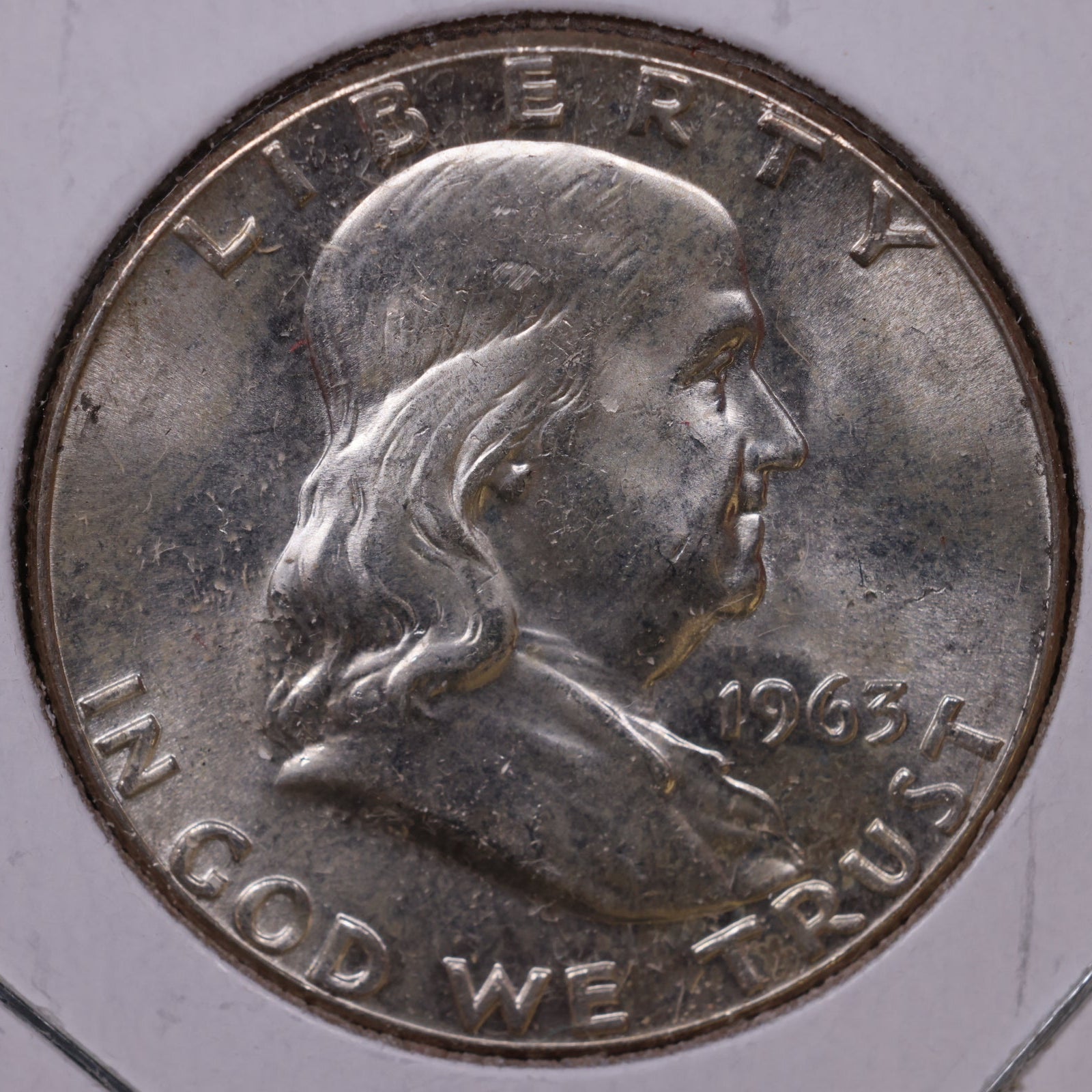 1963 Ben Franklin Half Dollar, About Uncirculated Coin, Store #HR1782