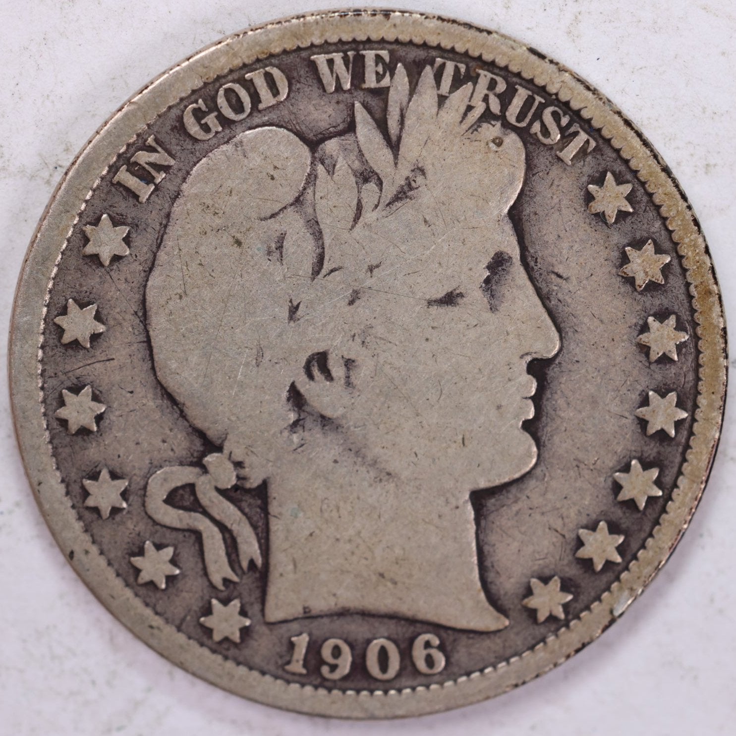 1906 Barber Half Dollar, Very Good Circulated Coin, Store #HR0872