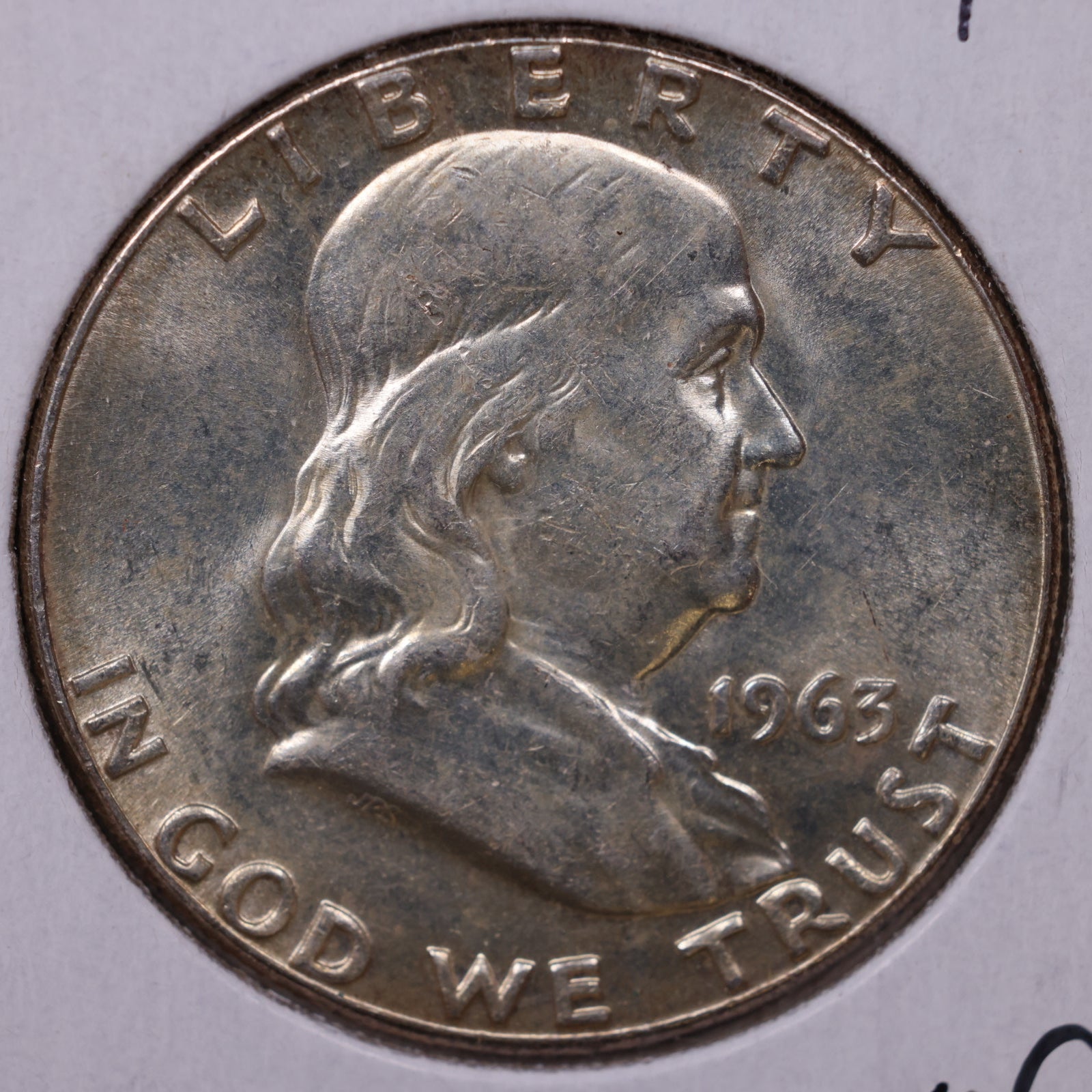 1963 Ben Franklin Half Dollar, About Uncirculated Coin, Store #HR1785