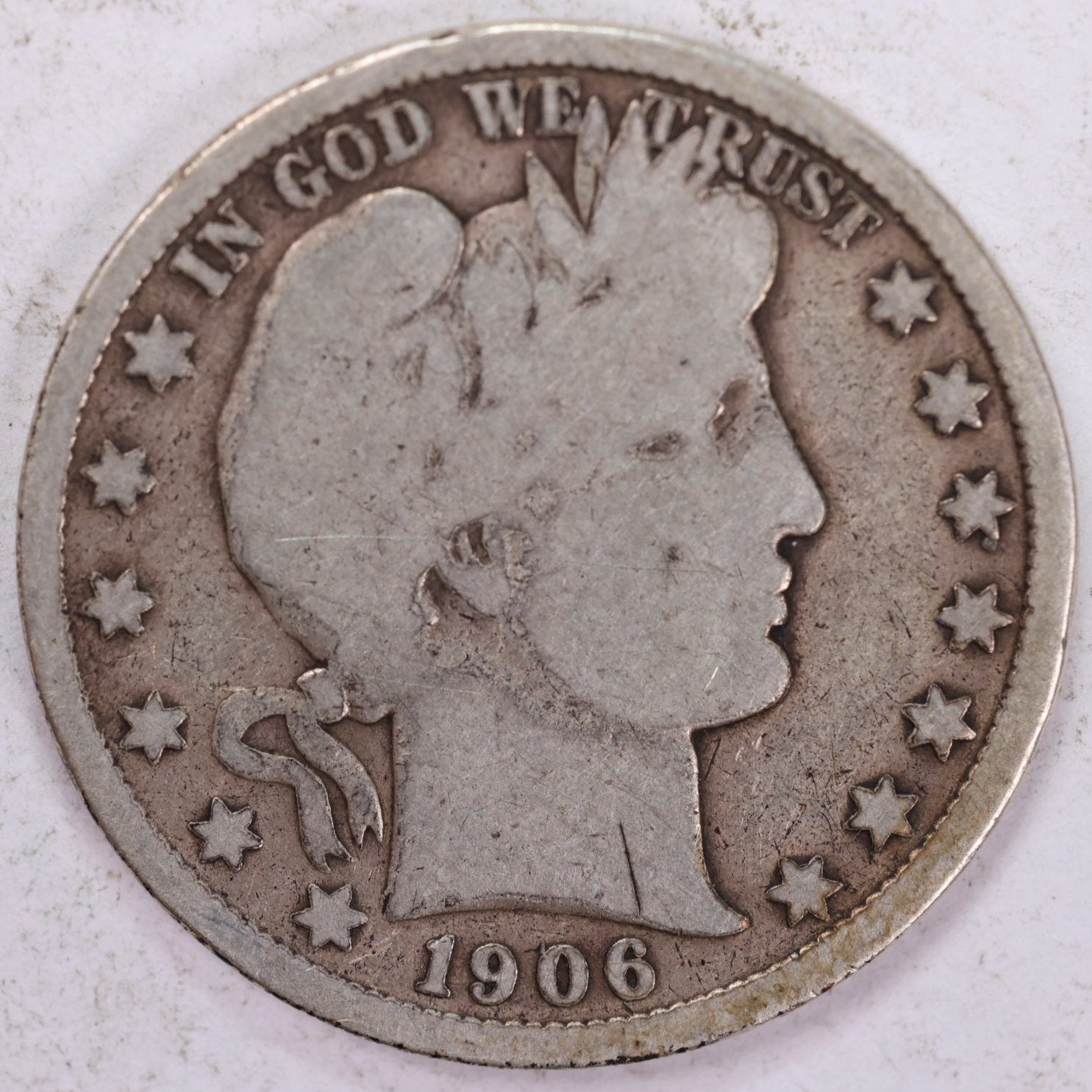 1906-D Barber Half Dollar, Very Good Circulated Coin, Store #HR0873