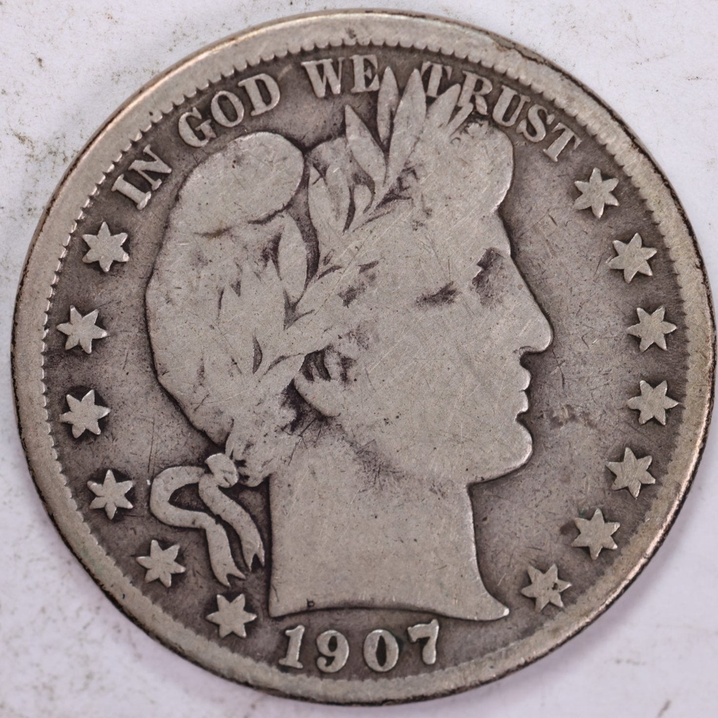1907-O Barber Half Dollar, Very Good+ Circulated Coin, Store #HR0903