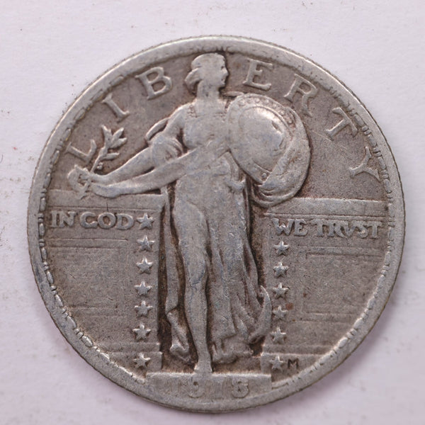 1918 Standing Liberty Silver Quarter, Affordable Collectible Coins. Sale #035394