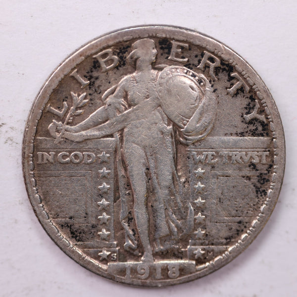 1918-S Standing Liberty Silver Quarter, Affordable Collectible Coins. Sale #035399
