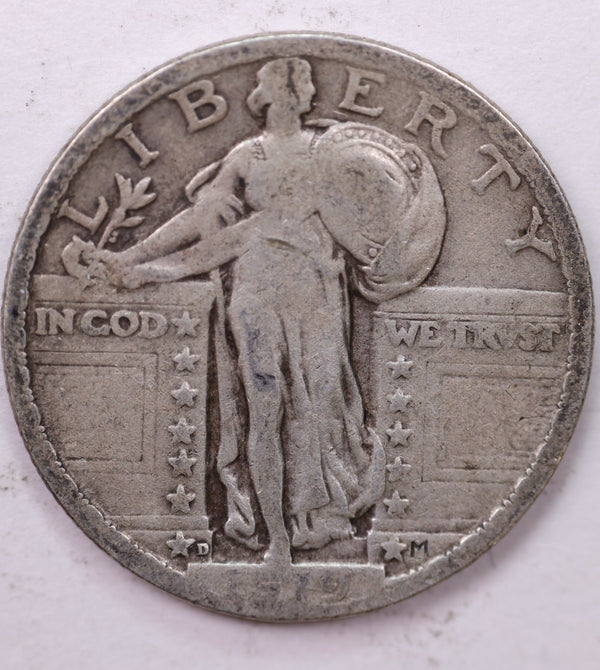 1919-D Standing Liberty Silver Quarter, Affordable Collectible Coins. Sale #035402