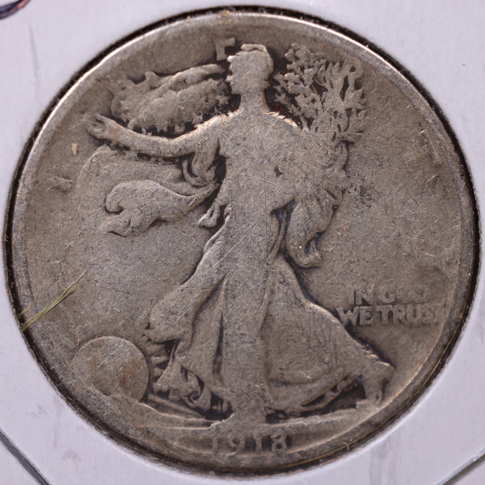 1918 Walking Liberty Half Dollar, About Good Circulated Coin, Store #HR011