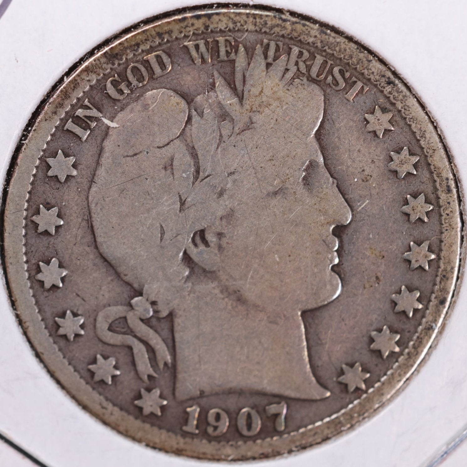 1907-S Barber Half Dollar, Very Good Circulated Coin, Store #HR1136