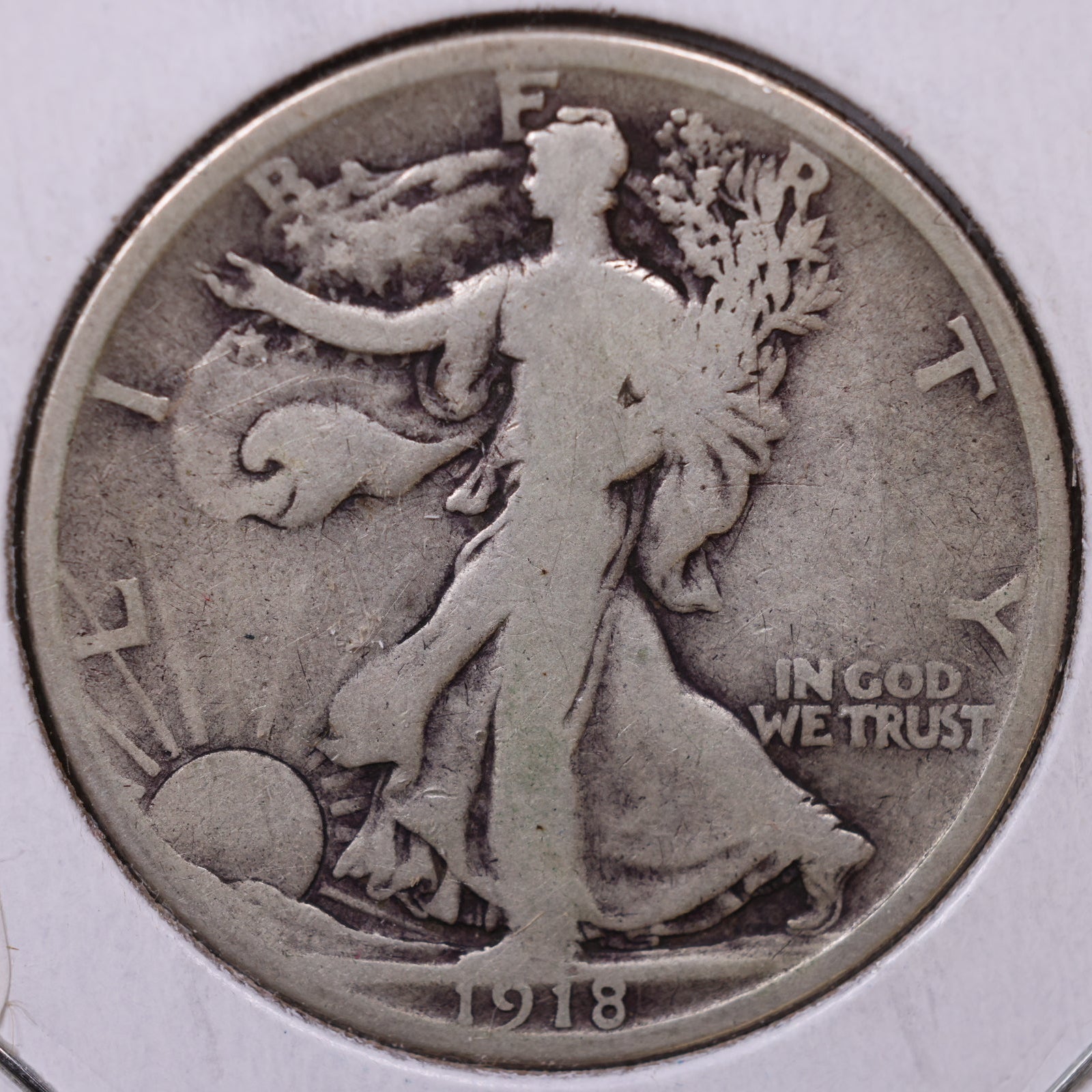 1918 Walking Liberty Half Dollar, Good Circulated Coin, Store #HR012