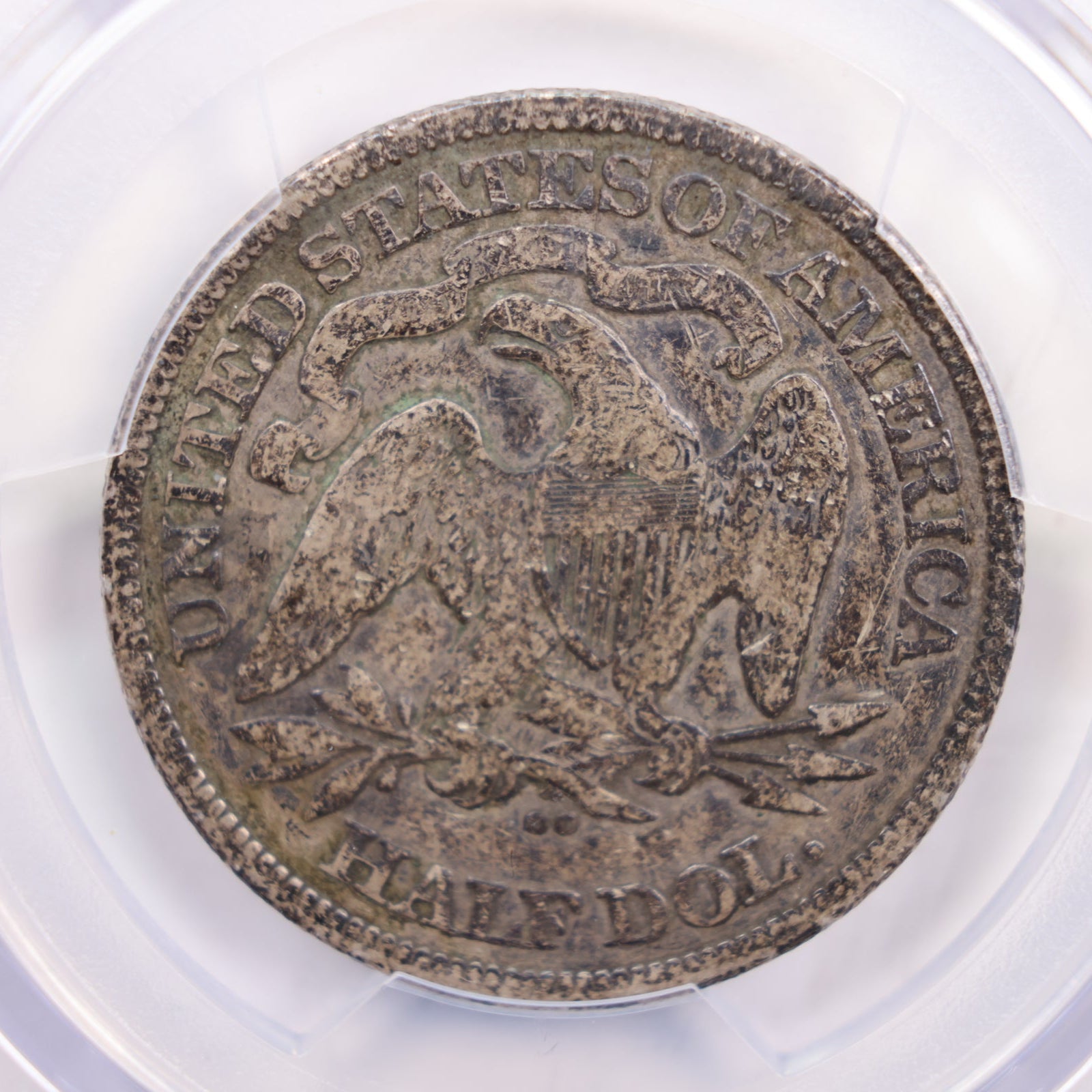 1877-CC Seated Liberty Half Dollar., PCGS VG-10., 'Rare'., Store #GHR0016