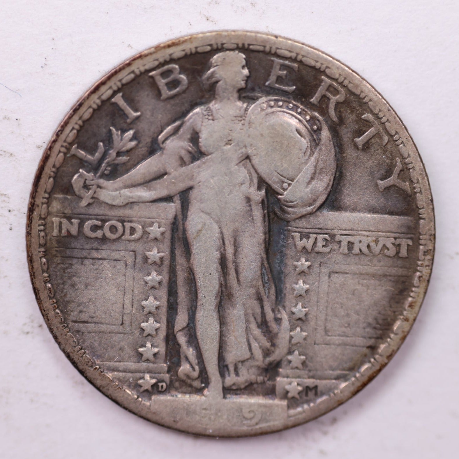 1919-D Standing Liberty Silver Quarter, Very Fine Collectible Coins. Sale #QR1559.