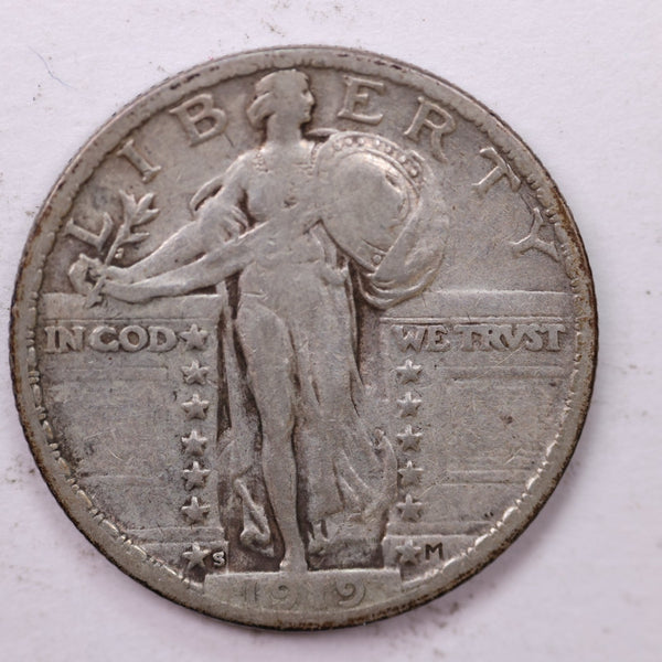 1919-S Standing Liberty Silver Quarter, Affordable Collectible Coins. Sale #0353407