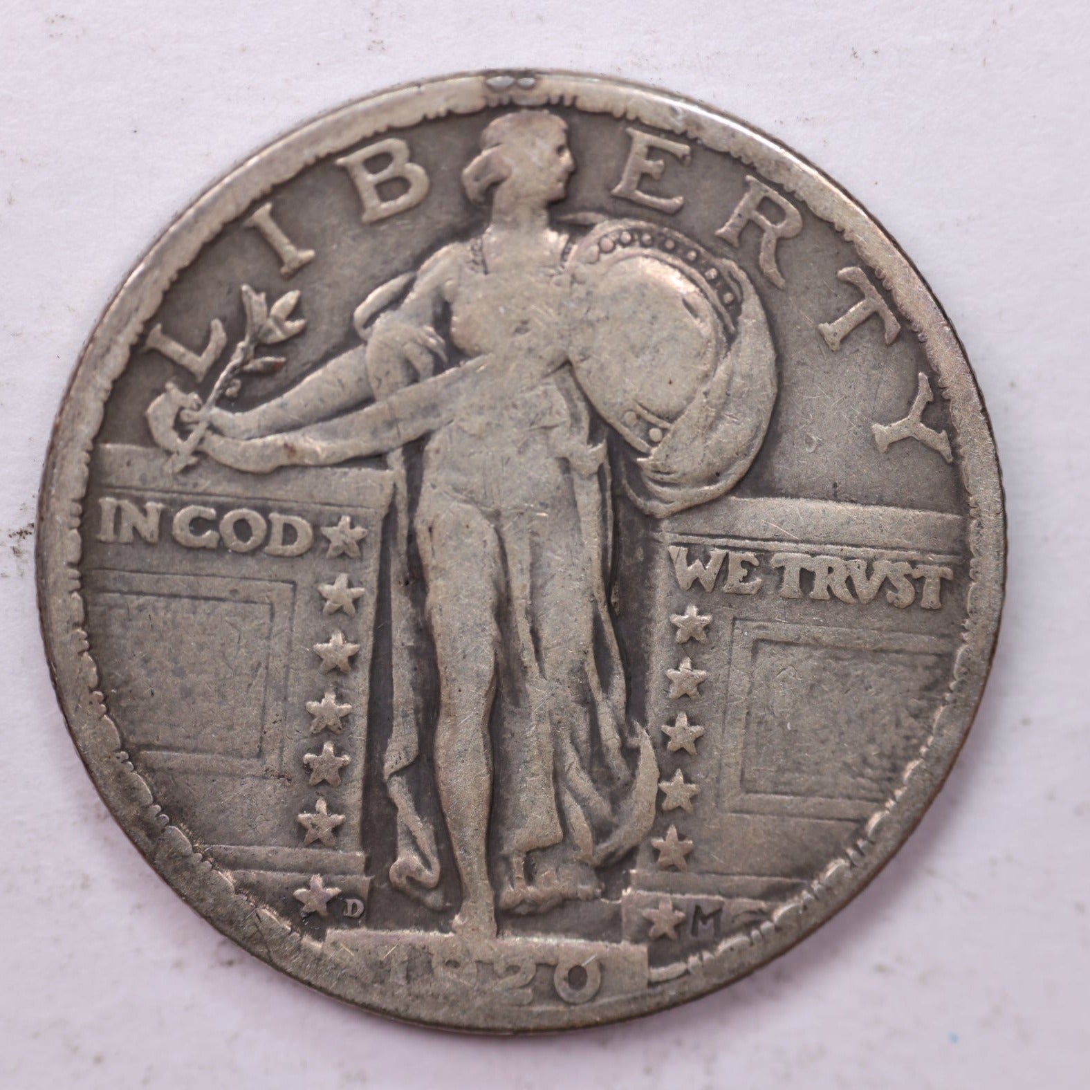 1920-D Standing Liberty Silver Quarter, Fine + Collectible Coins. Sale #QR1564.