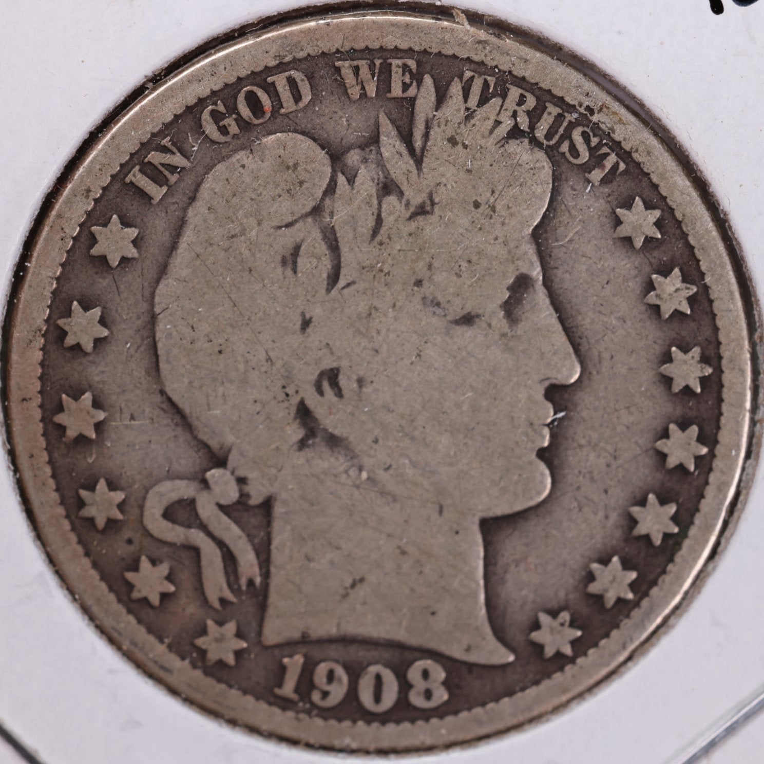 1908 Barber Half Dollar, Very Good Circulated Coin, Store #HR0911
