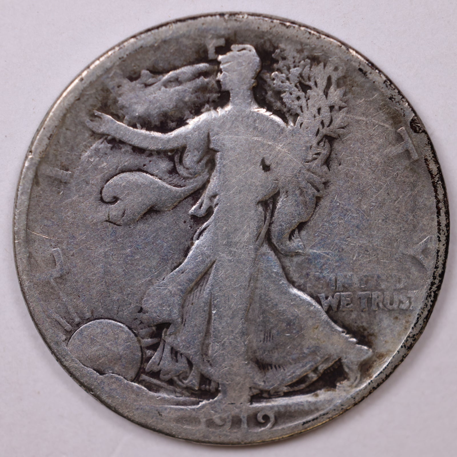 1919 Walking Liberty Half Dollar, Good Circulated Coin, Store #HR031