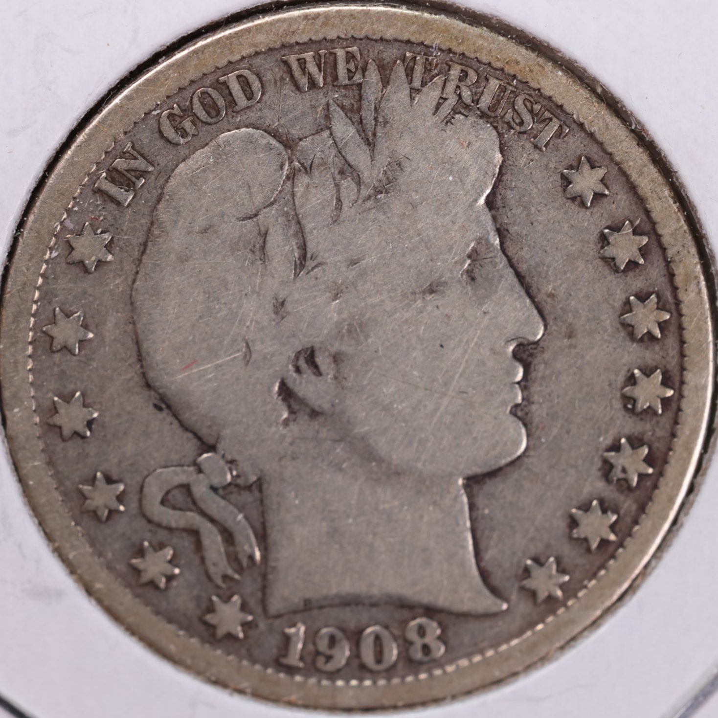 1908-D Barber Half Dollar, Very Good Circulated Coin, Store #HR0915