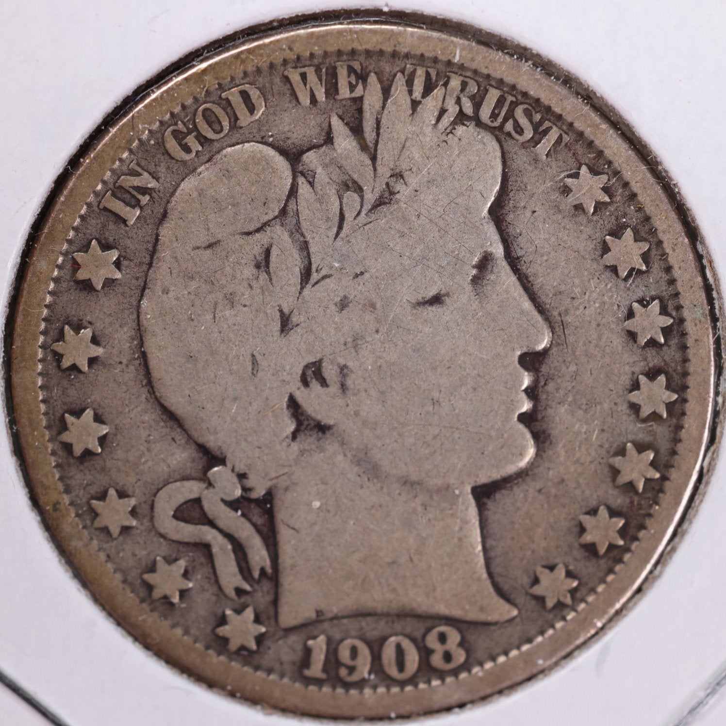 1908-O Barber Half Dollar, Very Good Circulated Coin, Details, Store #HR0943