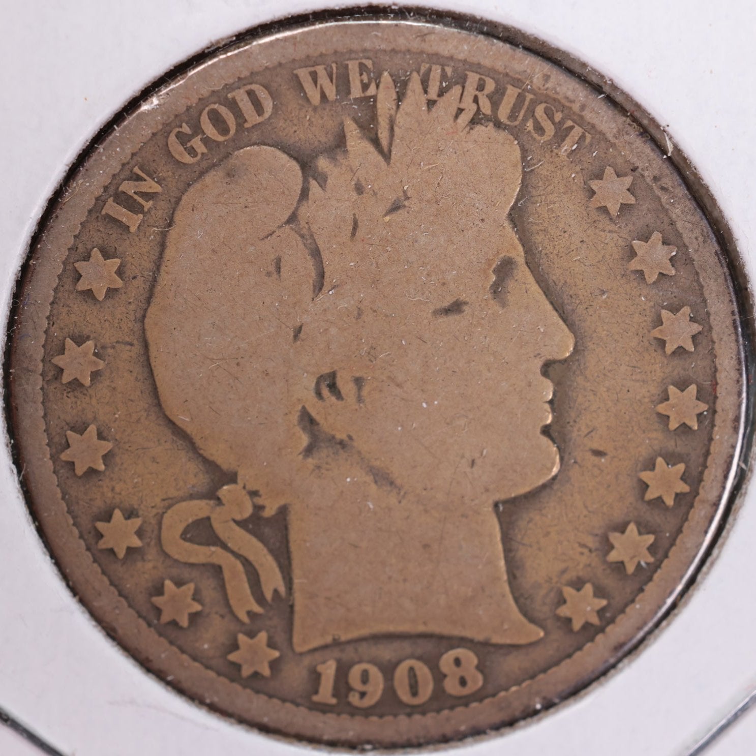 1908-O Barber Half Dollar, Very Good Circulated Coin, Store #HR0944