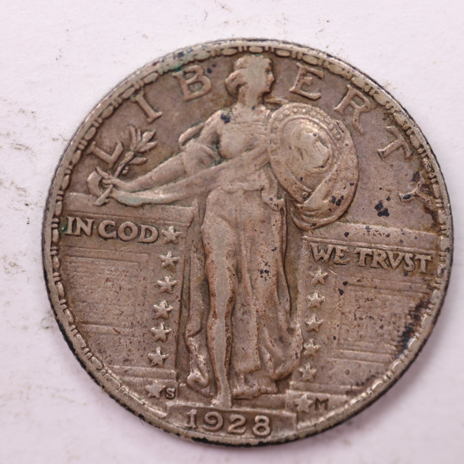 1928-S Standing Liberty Silver Quarter, Extra Fine Circulated Coin. Sale #QR1665.