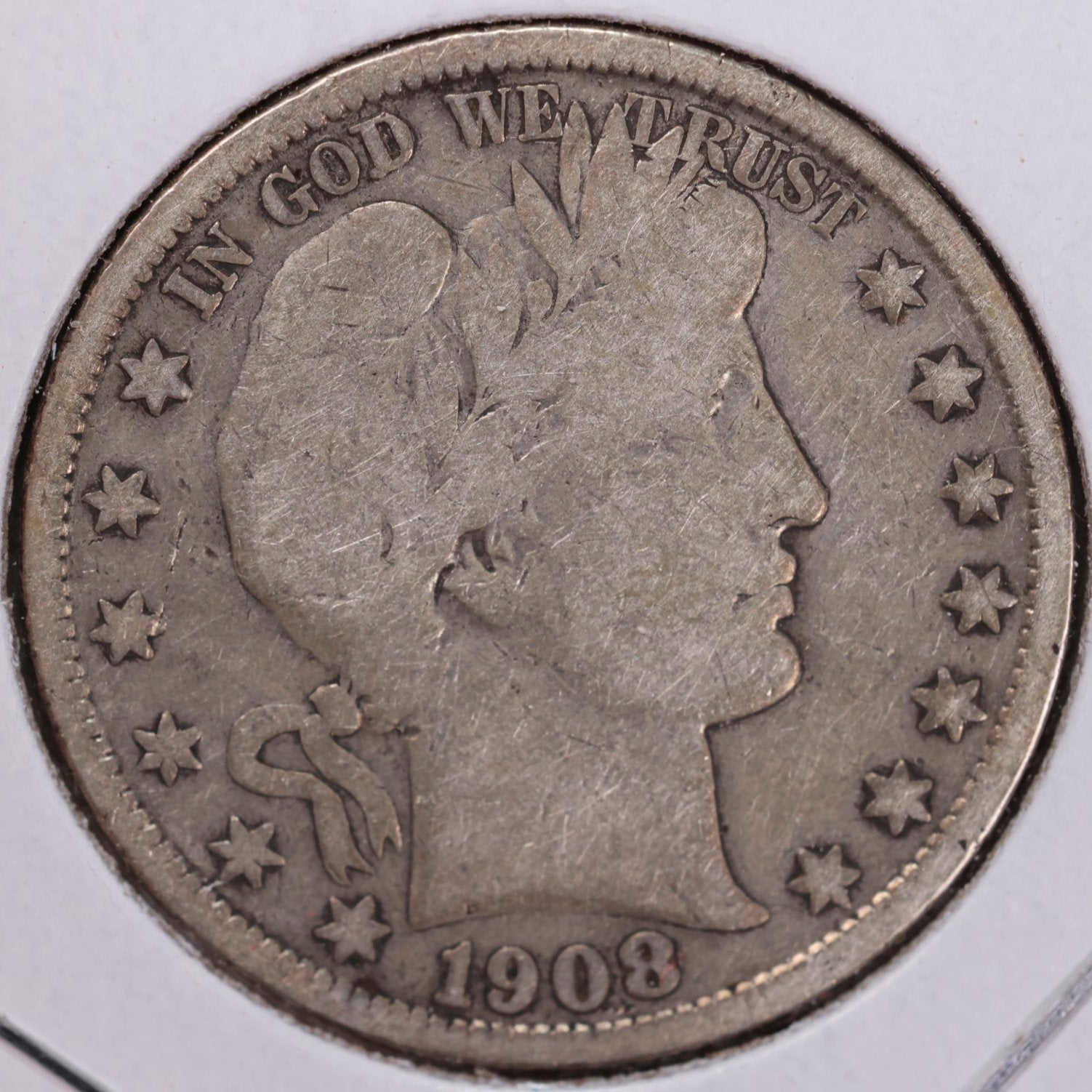 1908-S Barber Half Dollar, Very Good, Circulated Coin, Store #HR0928