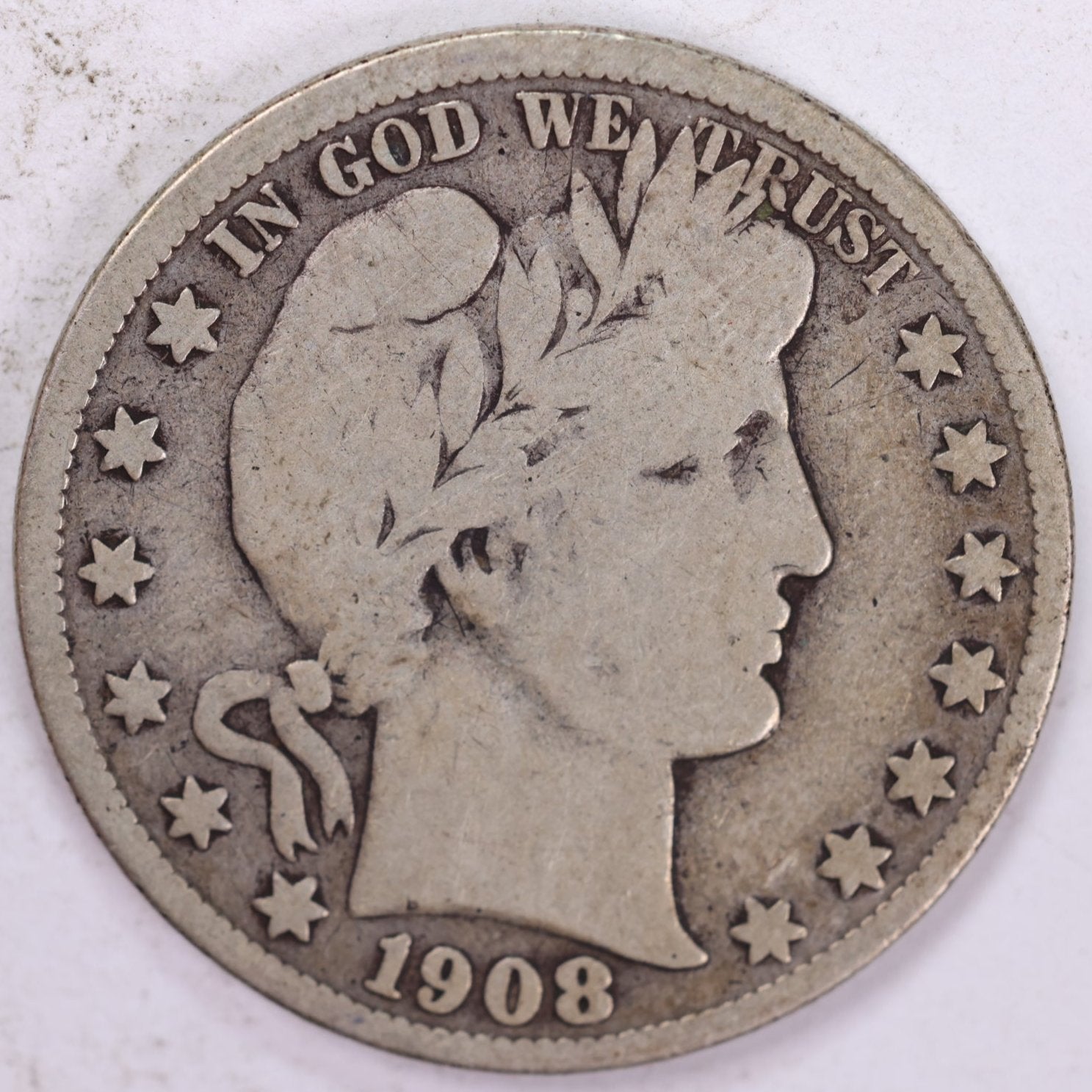 1908-S Barber Half Dollar, Very Good, Circulated Coin, Store #HR0926