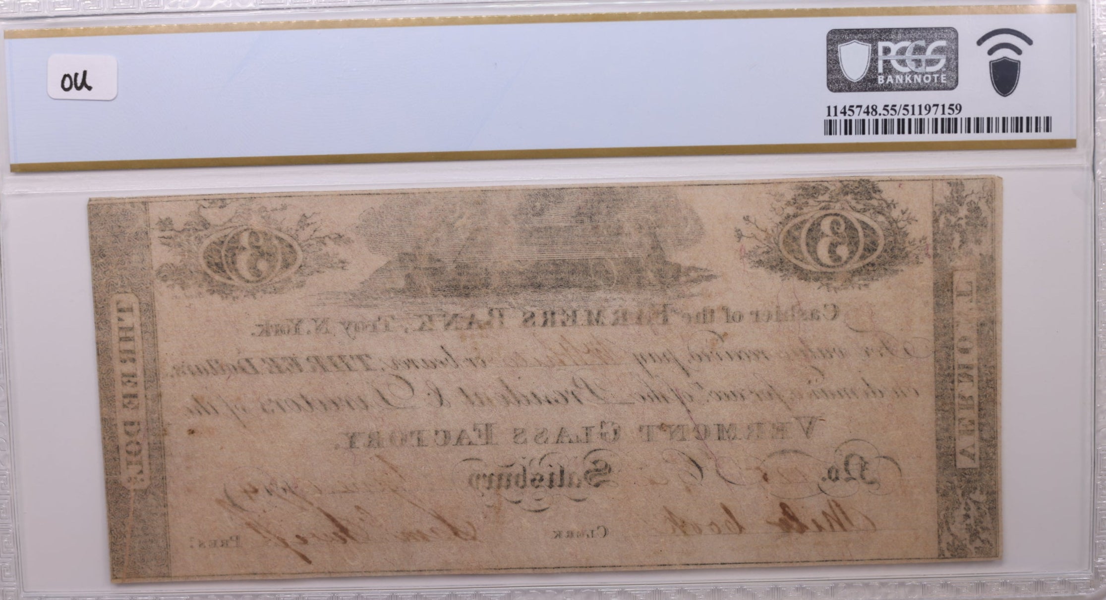 1814 $3 Salisbury Vermont., Obsolete., PCGS AU-55., Store #GOVE002.