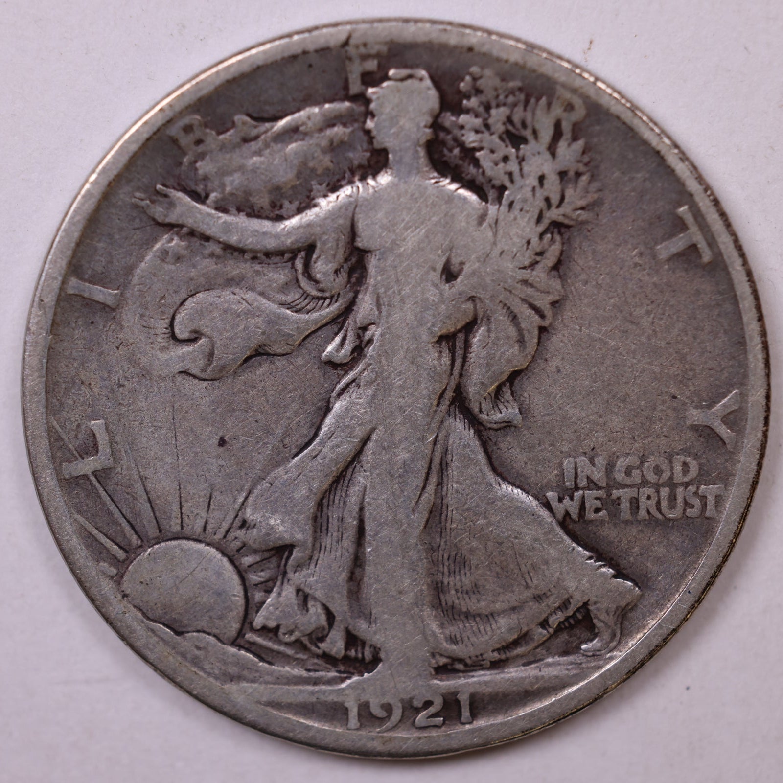 1921-S Walking Liberty Half Dollar, Very Good Circulated Coin, Store #HR097