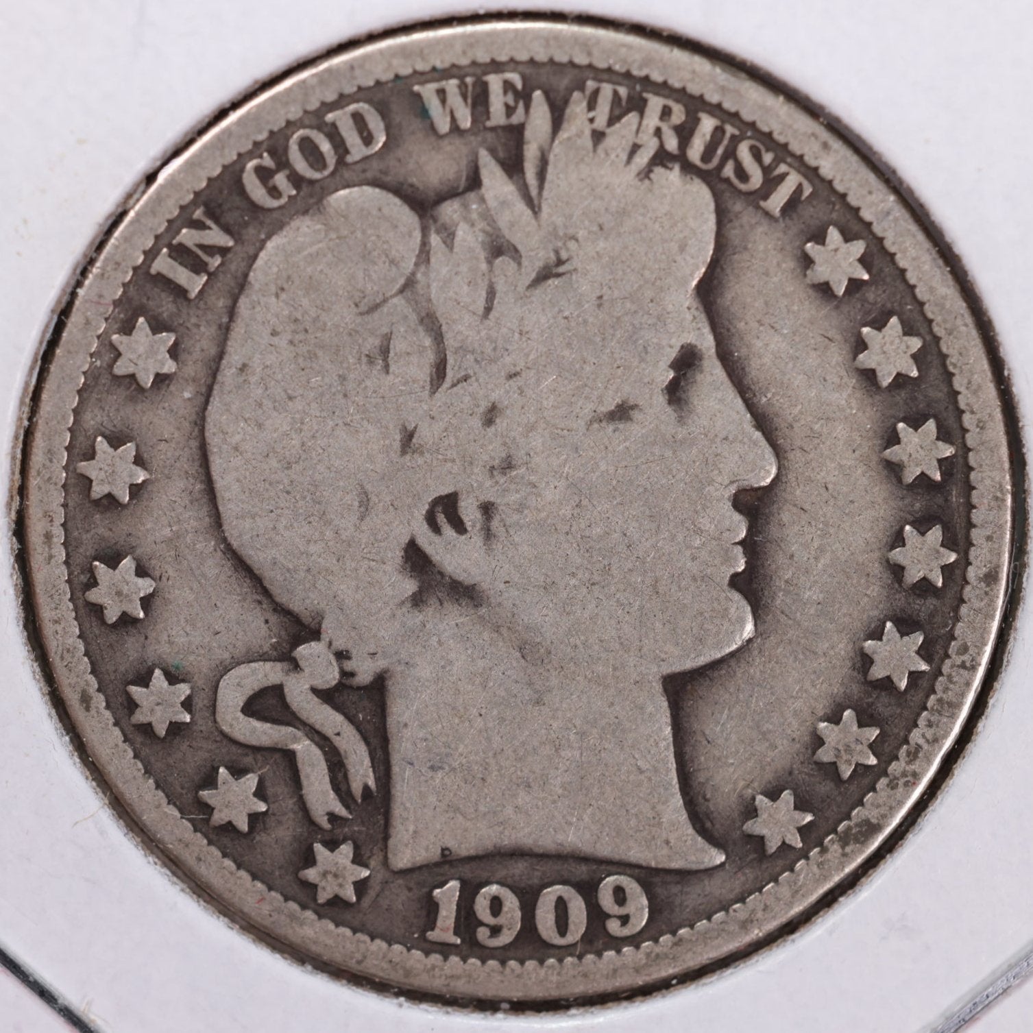 1909 Barber Half Dollar, Very Good Circulated Coin, Store #HR0958