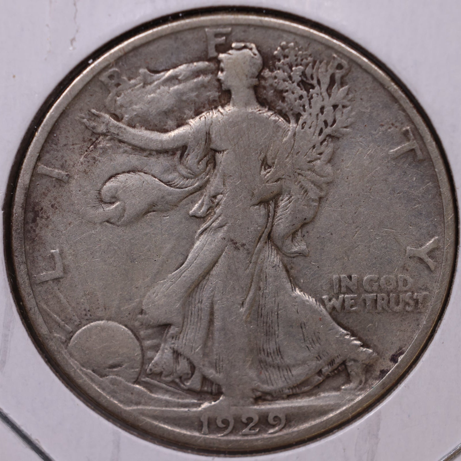 1929-D Walking Liberty Half Dollar, Very Good Circulated Coin, Store #HR127
