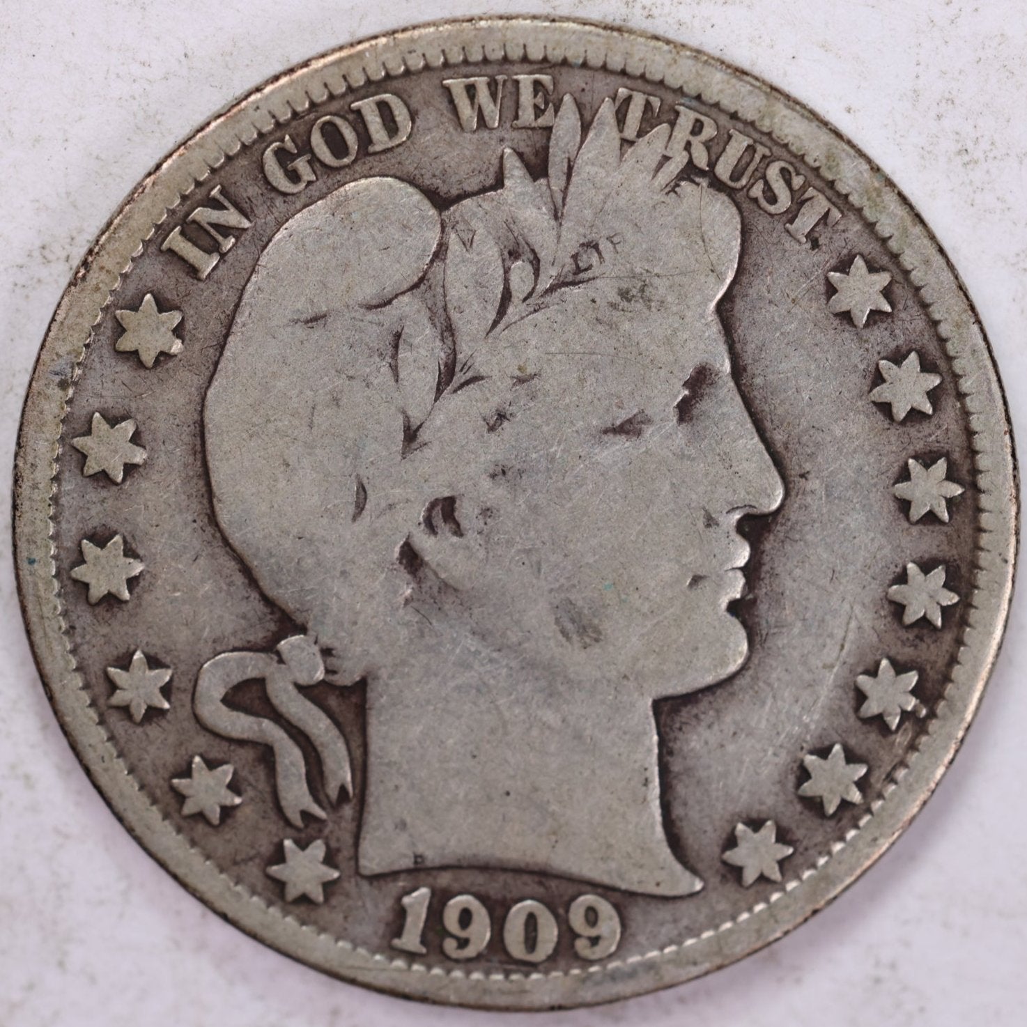 1909-S Barber Half Dollar, Very Good Circulated Coin, Store #HR0965